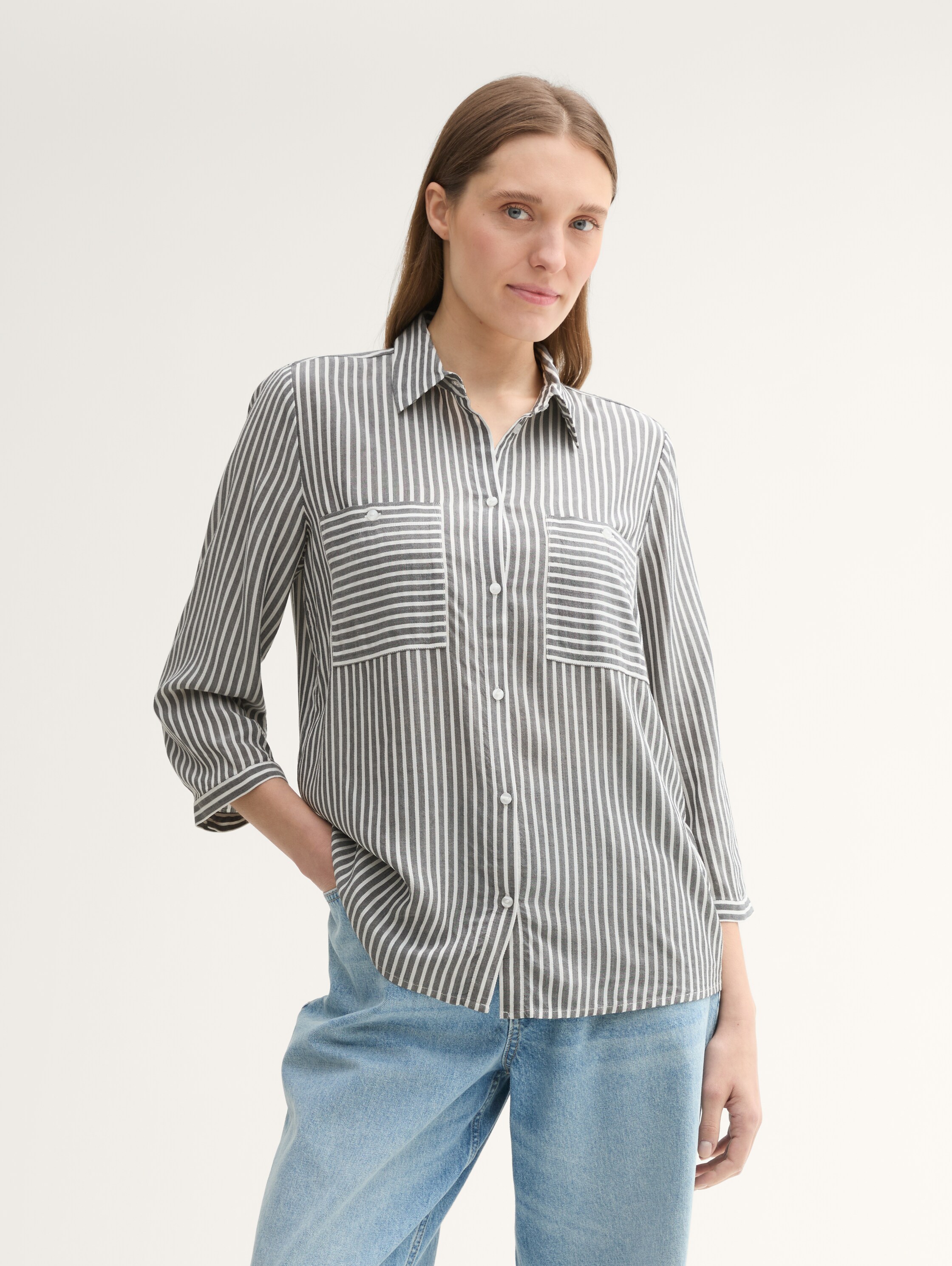 Bluse mit Streifenmuster - navy_white_thin_stripe - 