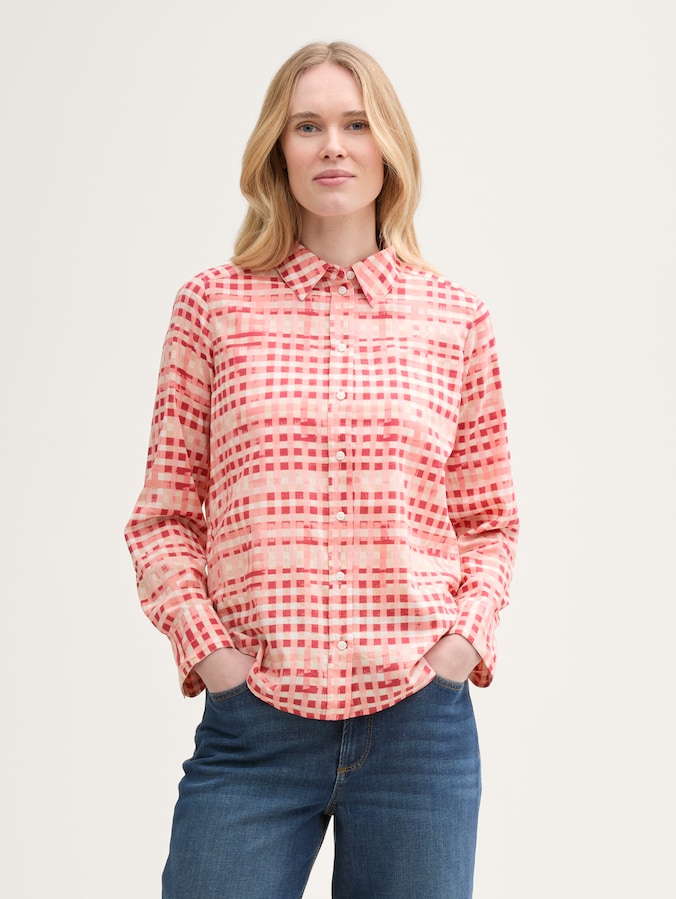 Blouse met patroon door Women, berry red check design