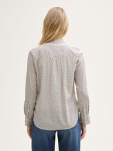 Bluse mit Muster - printed beige graphic minimal - Auschnitt Model-Rückansicht