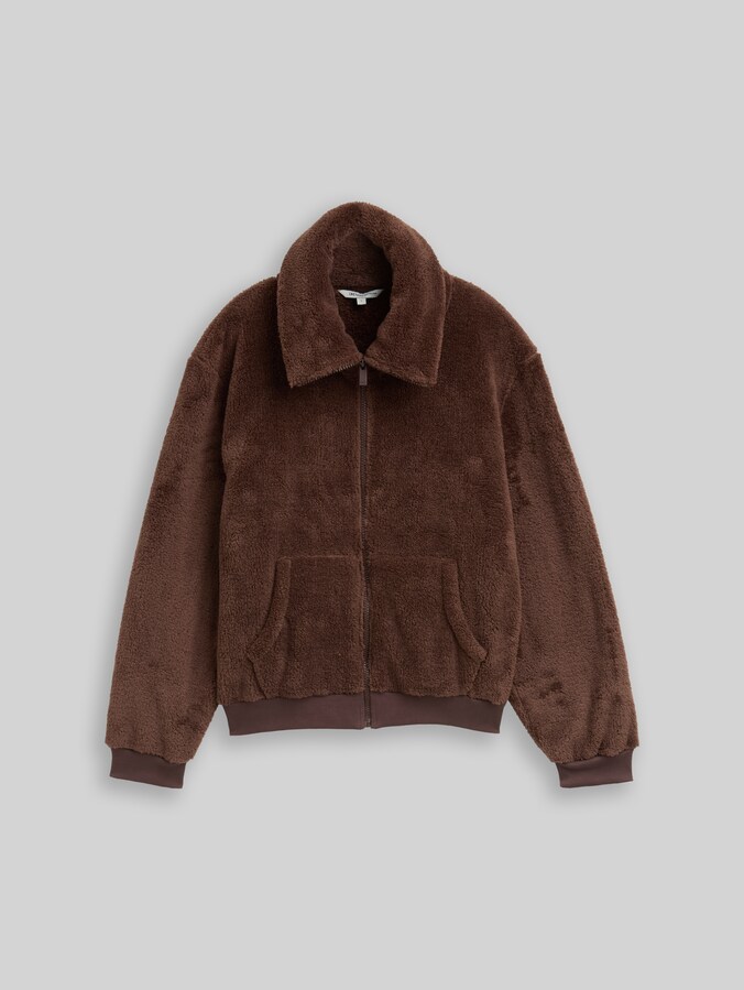 Teddy Sweatjacke von Denim Female, soft chocolate brown