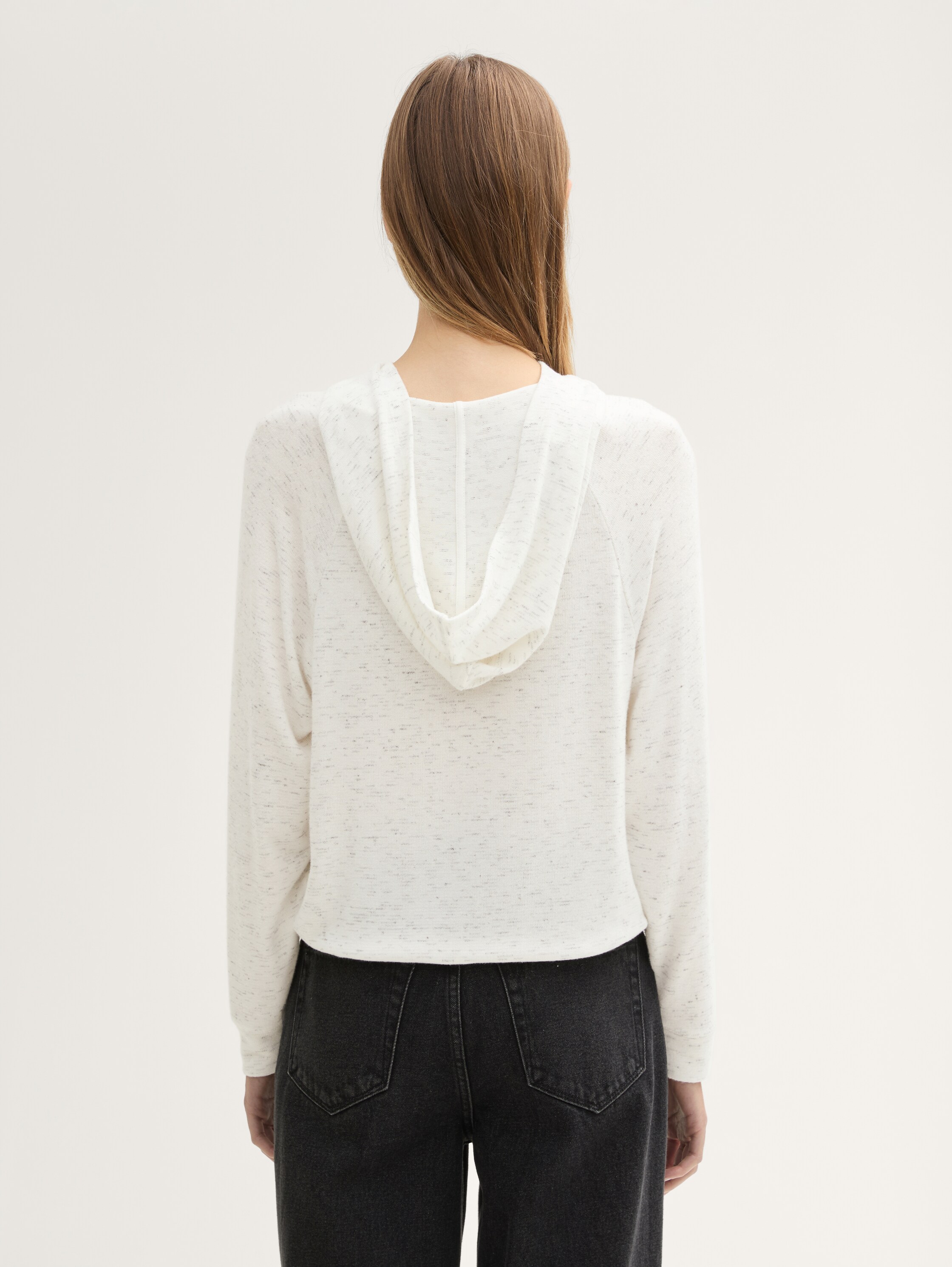 Loose Fit Hoodie Sweatshirt mit Schleifen-Detail - marble_beige_melange - 