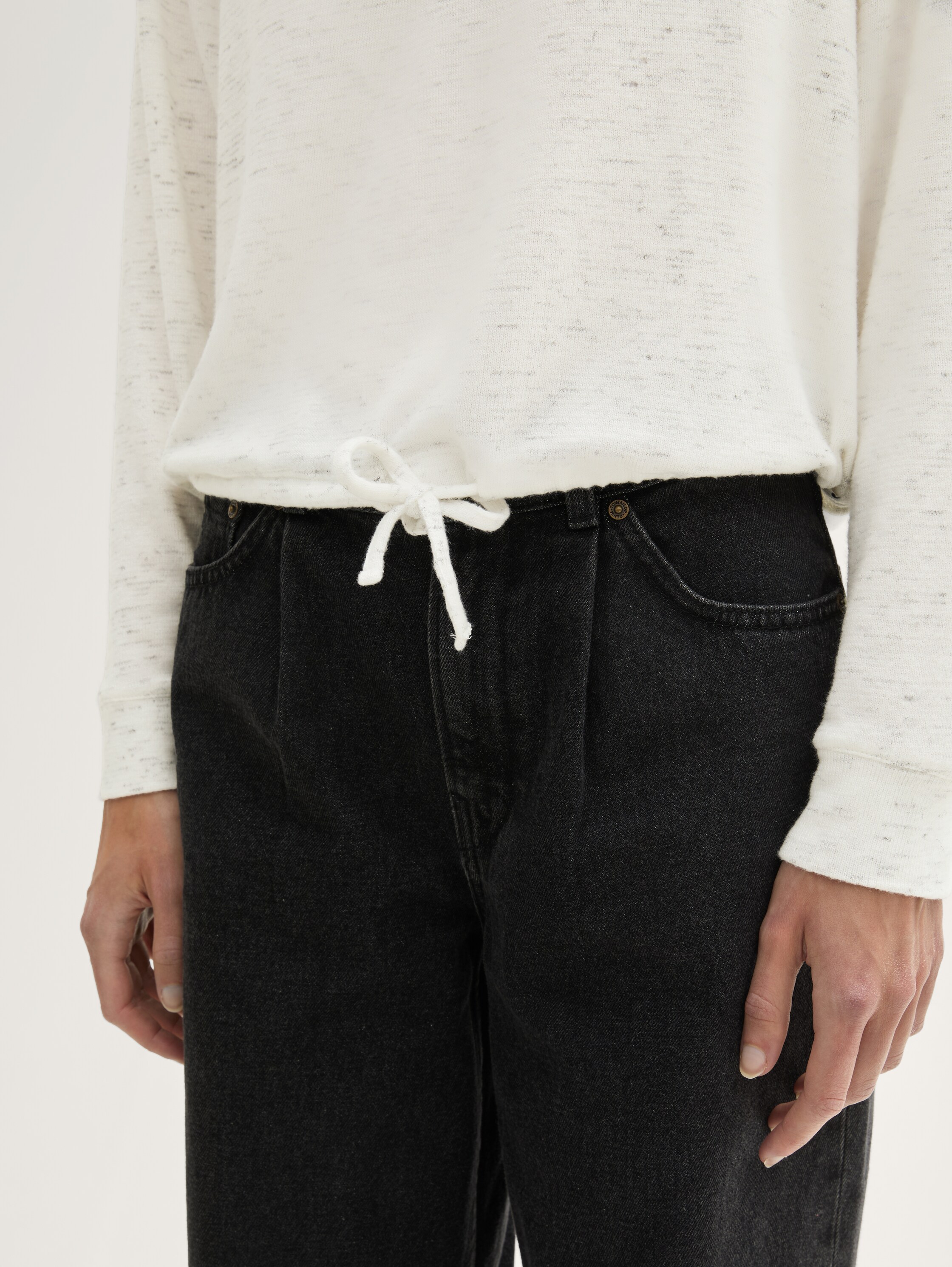 Loose Fit Hoodie Sweatshirt mit Schleifen-Detail - marble_beige_melange - 