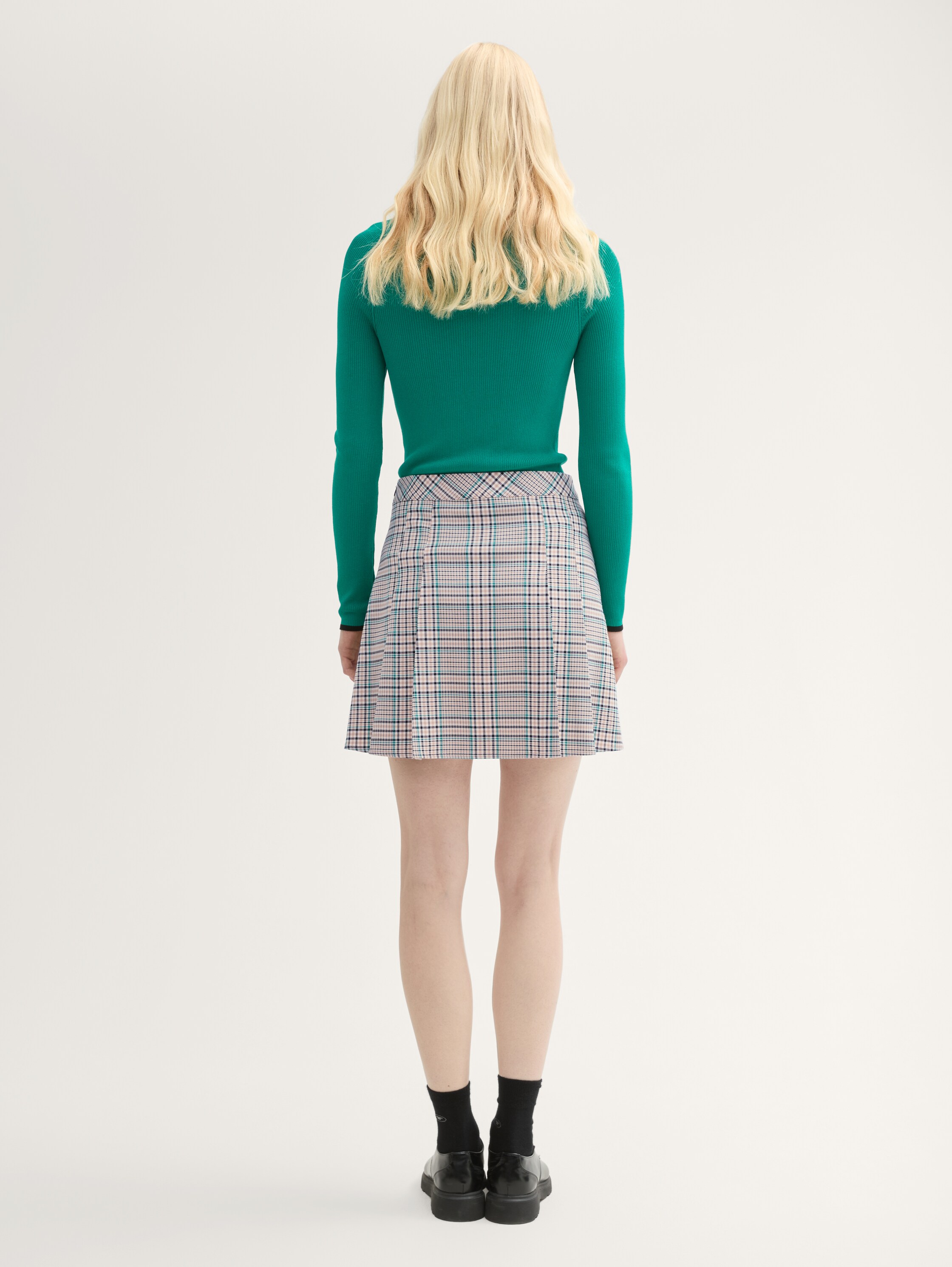 Checked mini skirt - beige_green_check - 