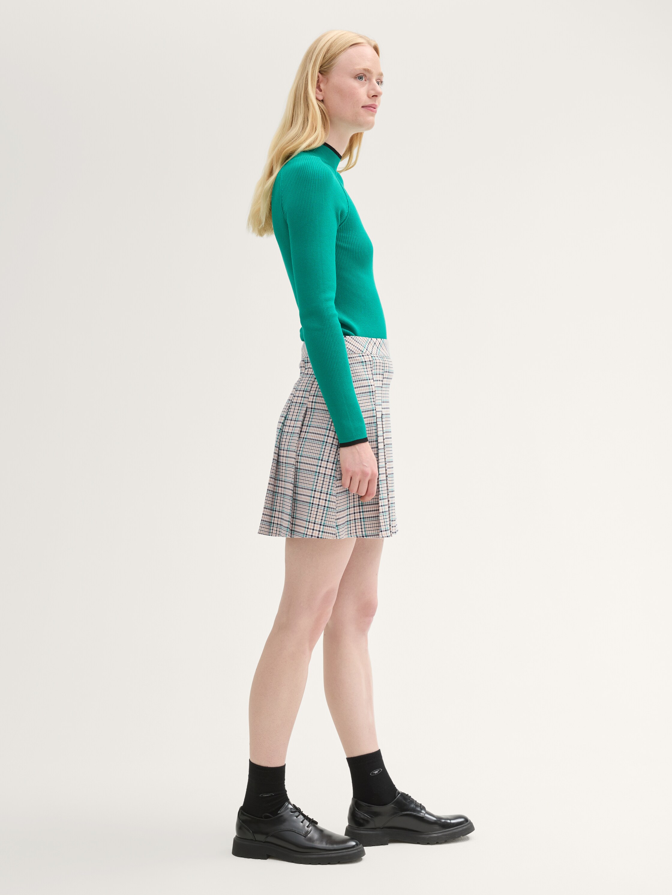 Checked mini skirt - beige_green_check - 