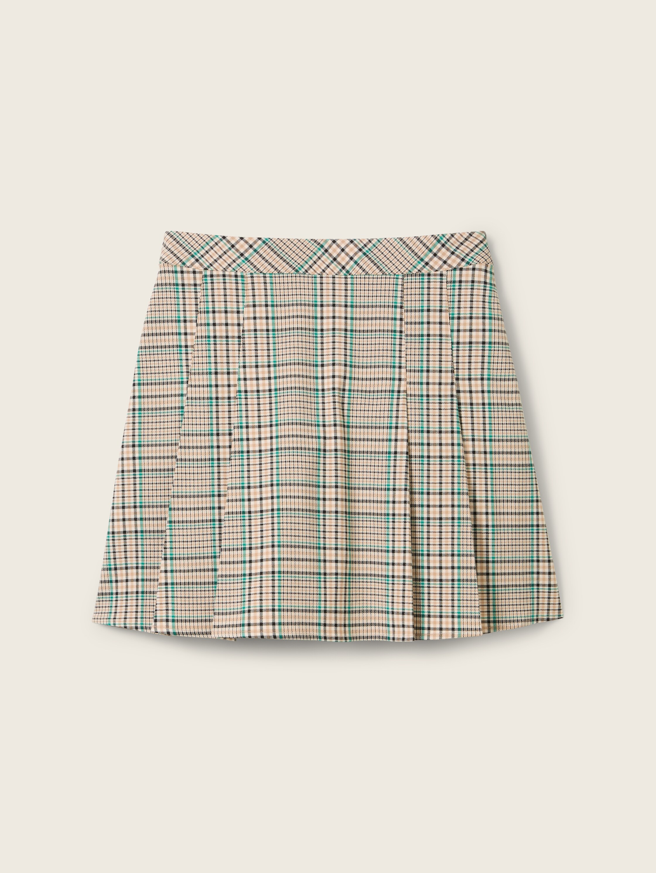 Checked mini skirt - beige_green_check - 