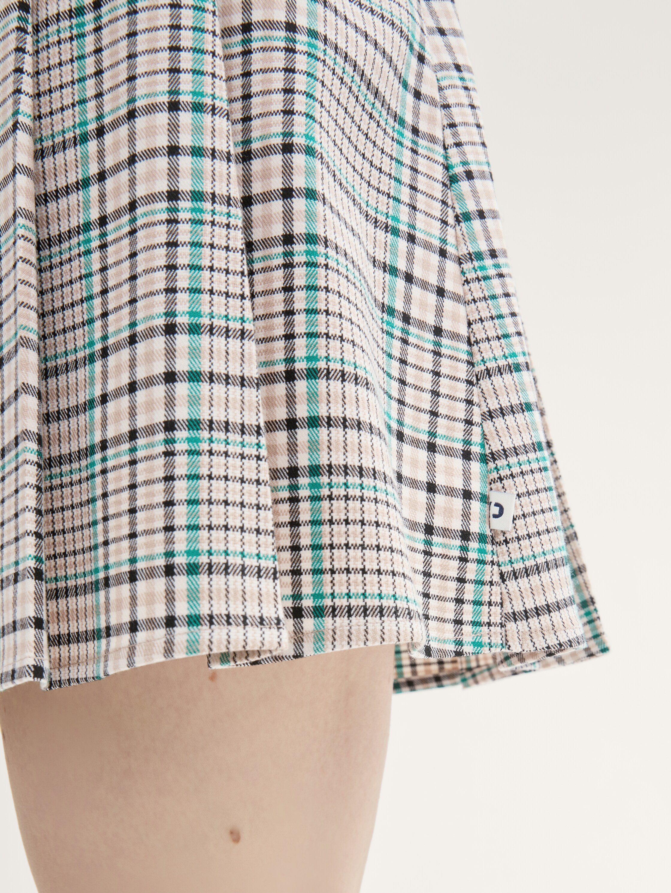 Checked mini skirt - beige_green_check - 
