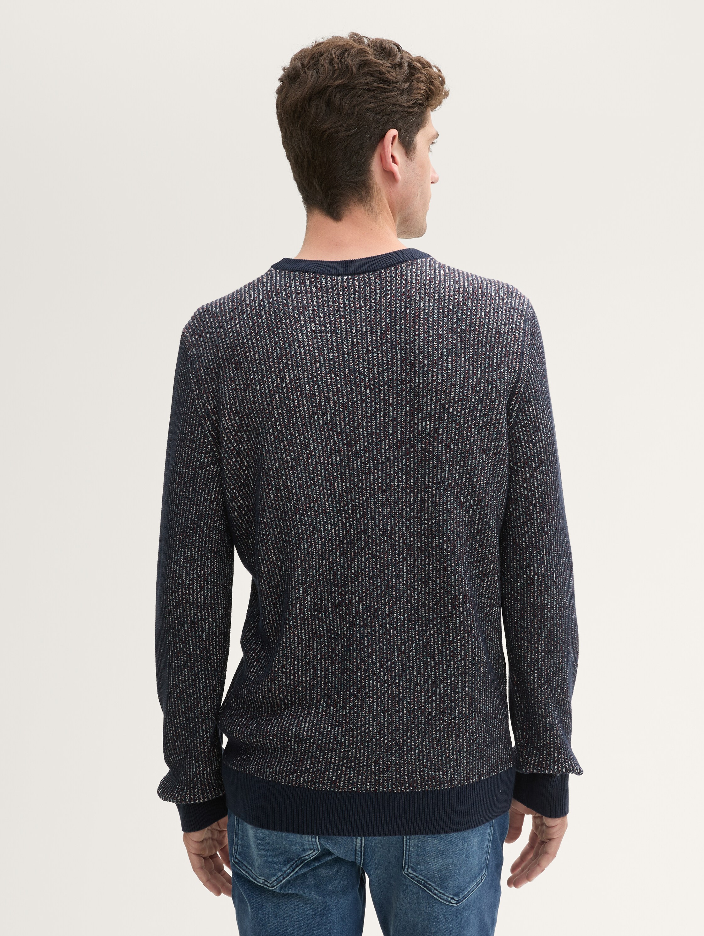 Strickpullover mit Struktur - navy_teal_red_multicolor - 