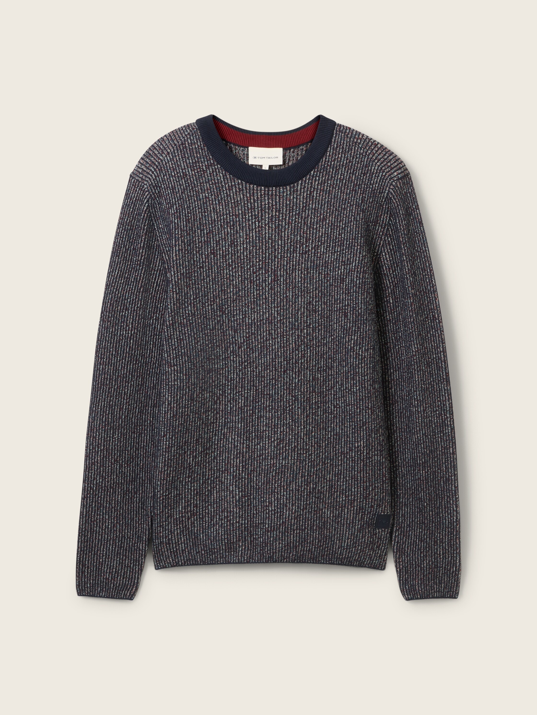 Strickpullover mit Struktur - navy_teal_red_multicolor - 