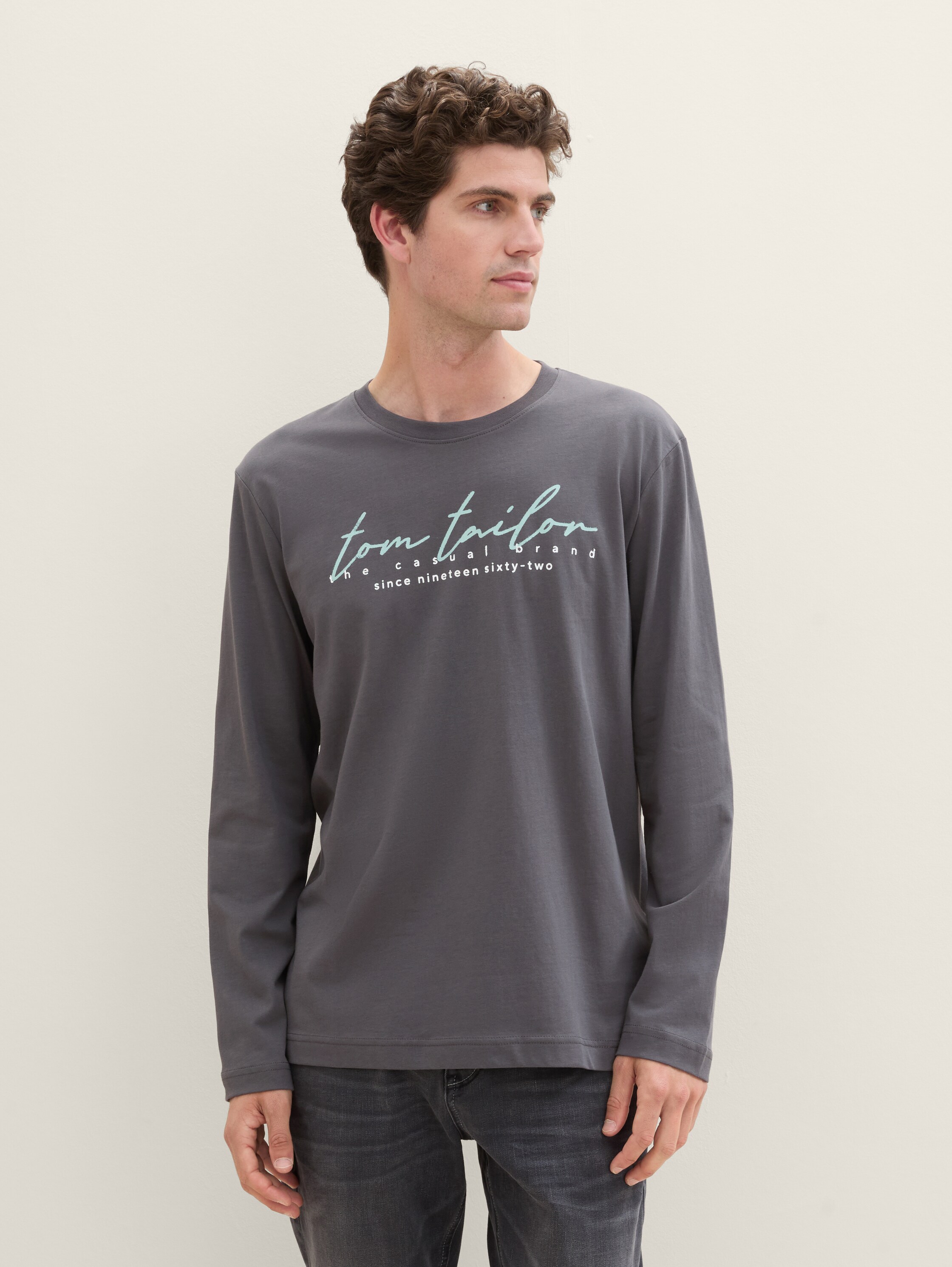 Print Langarmshirt mit Bio-Baumwolle - tarmac_grey - 