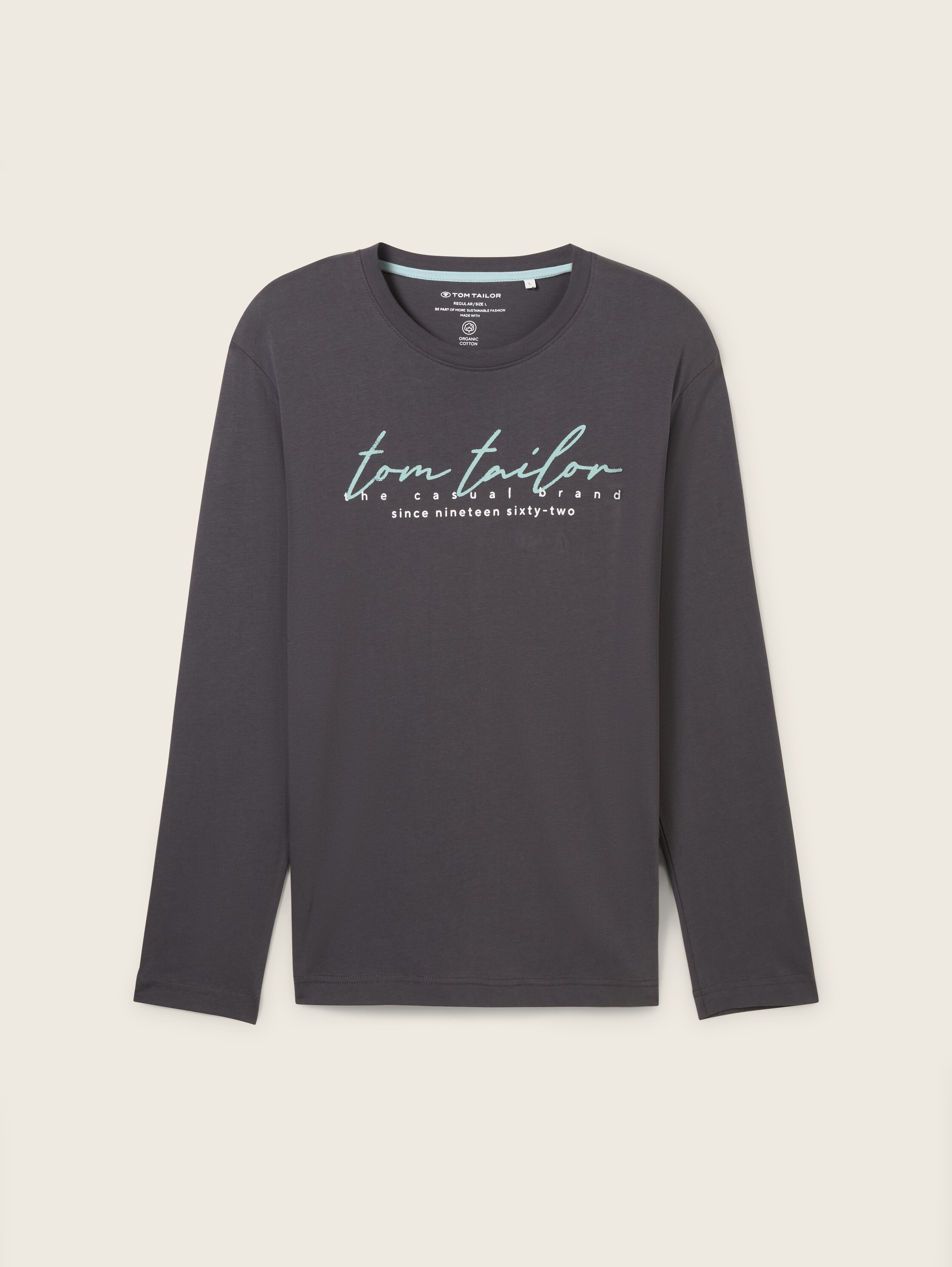 Print Langarmshirt mit Bio-Baumwolle - tarmac_grey - Vorder-Produkt-Ansicht