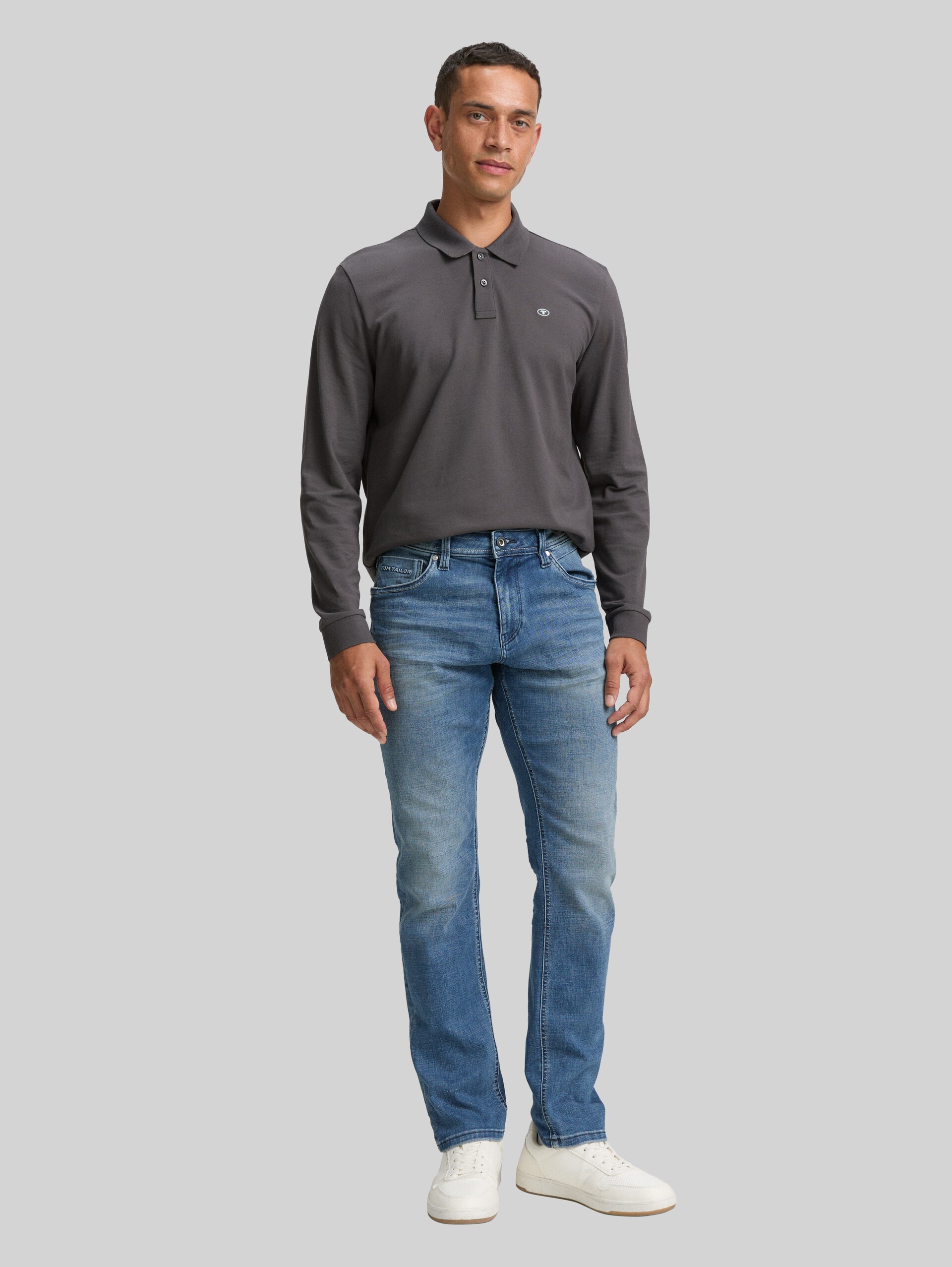 Piqué-poloshirt met lange mouwen - Dark Shadow