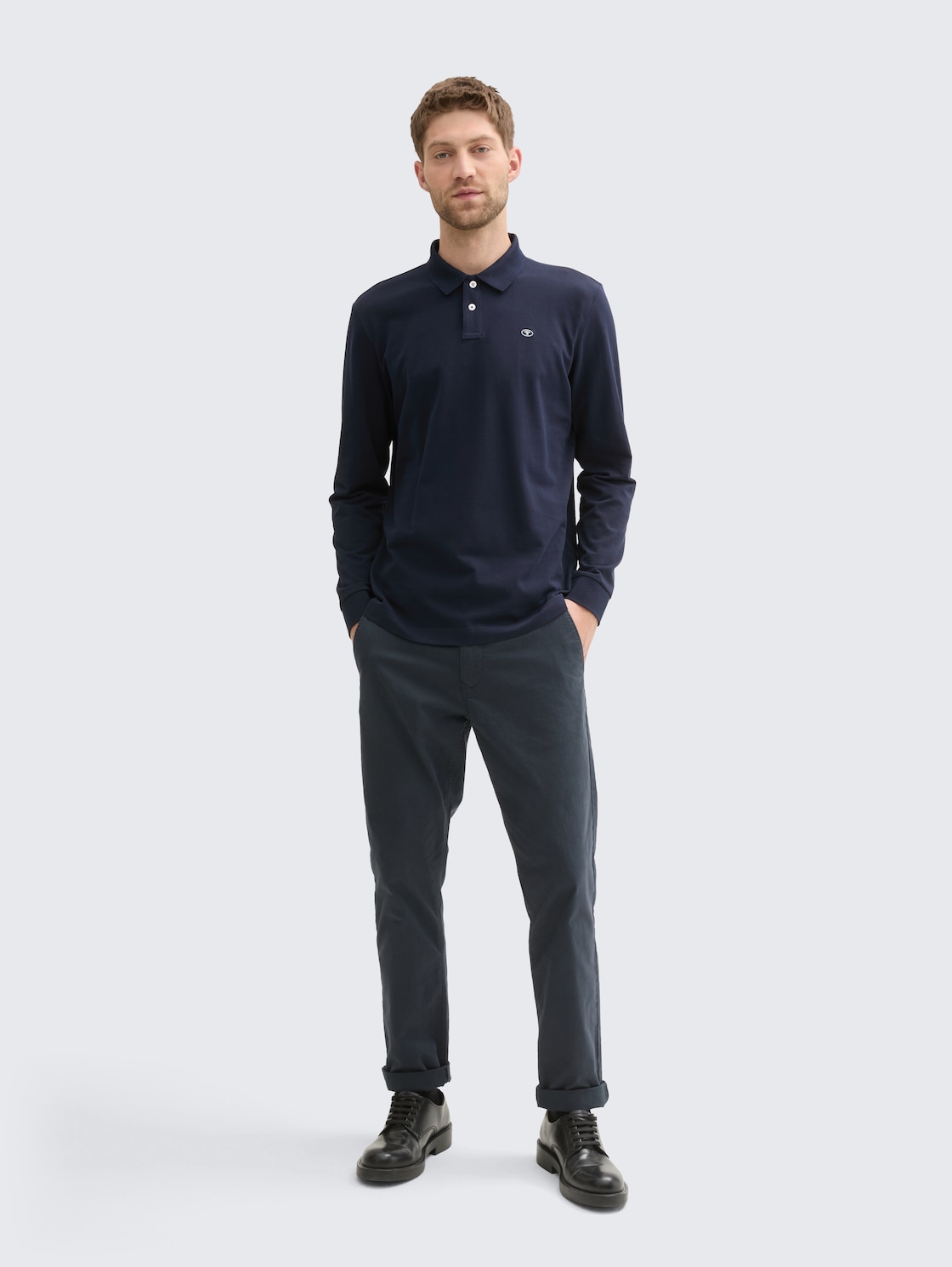 Langarm Piqué Poloshirt - sky captain blue