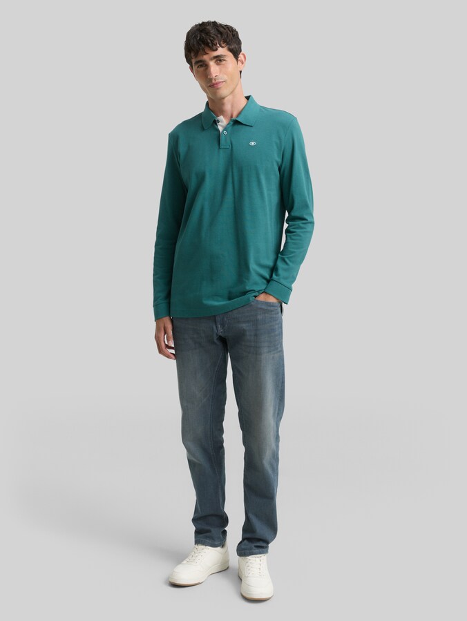Langarm Piqué Poloshirt von Men, Jasper Green