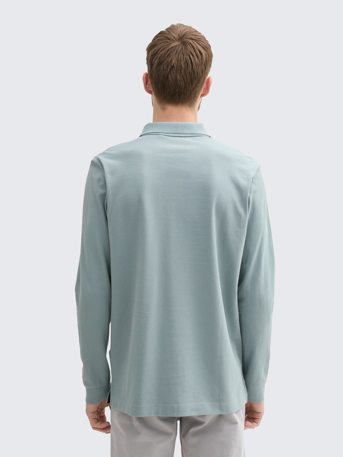 Langarm Piqué Poloshirt - grey mint