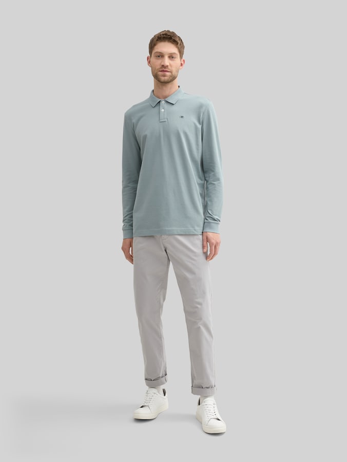 Langarm Piqué Poloshirt von Men, grey mint