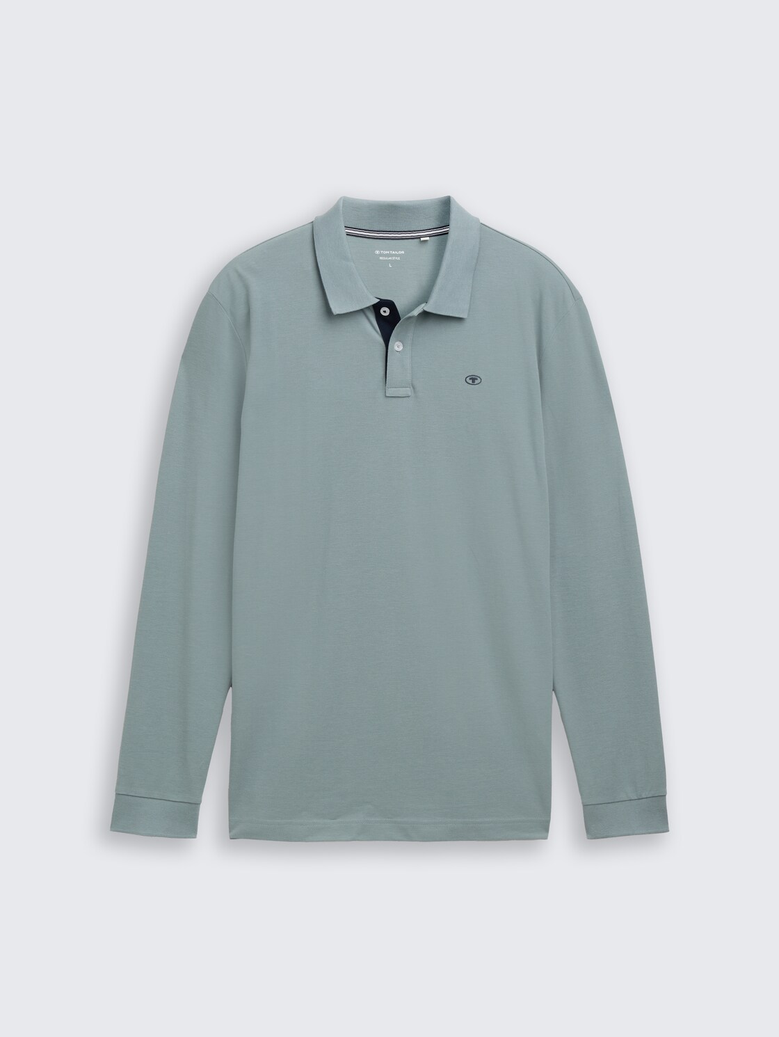 Langarm Piqué Poloshirt - grey mint