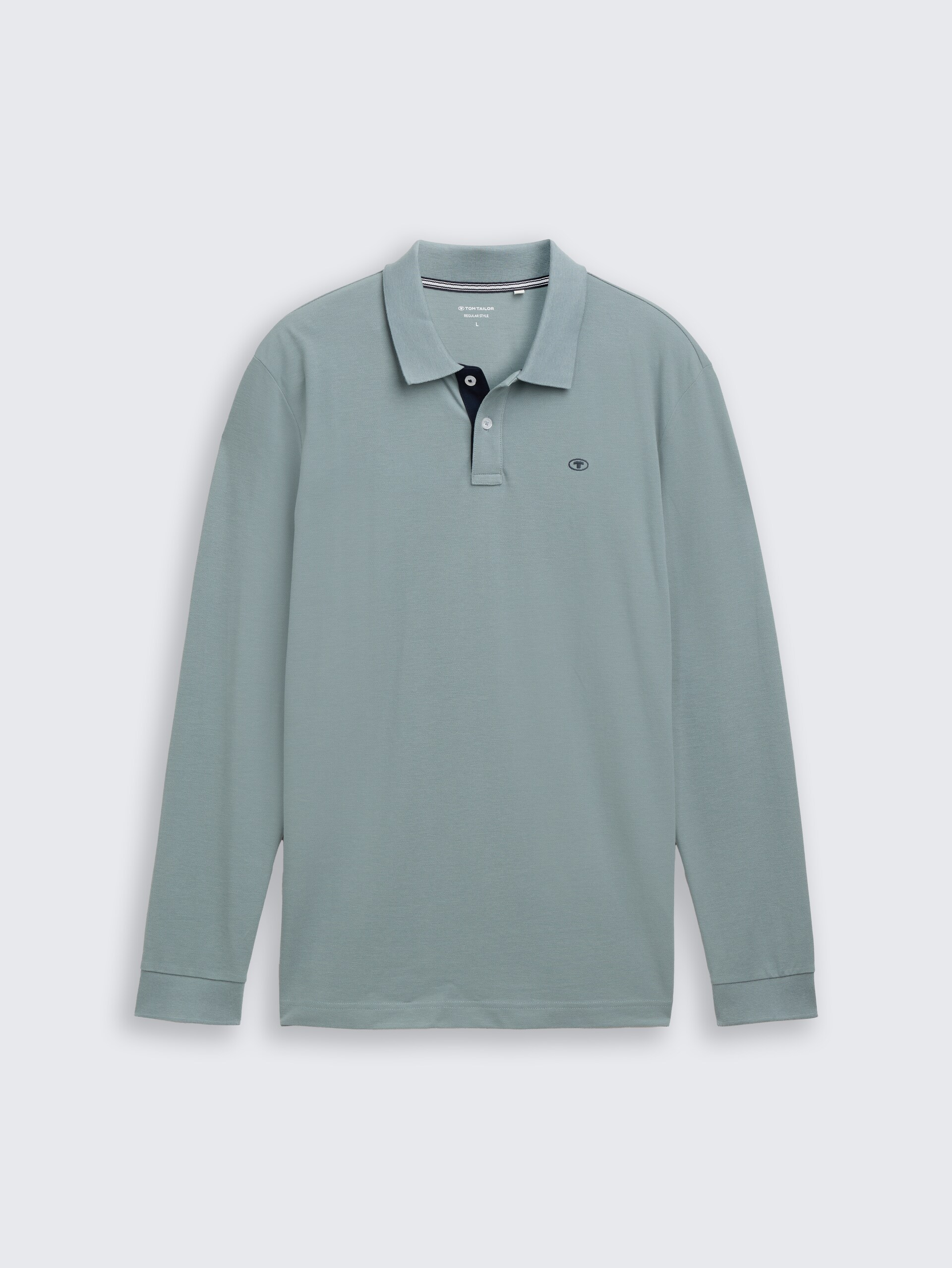 Langarm Piqué Poloshirt - grey mint
