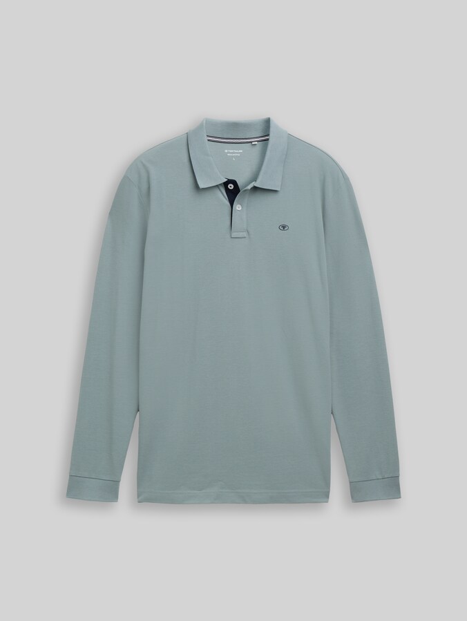 Langarm Piqué Poloshirt von Men, grey mint