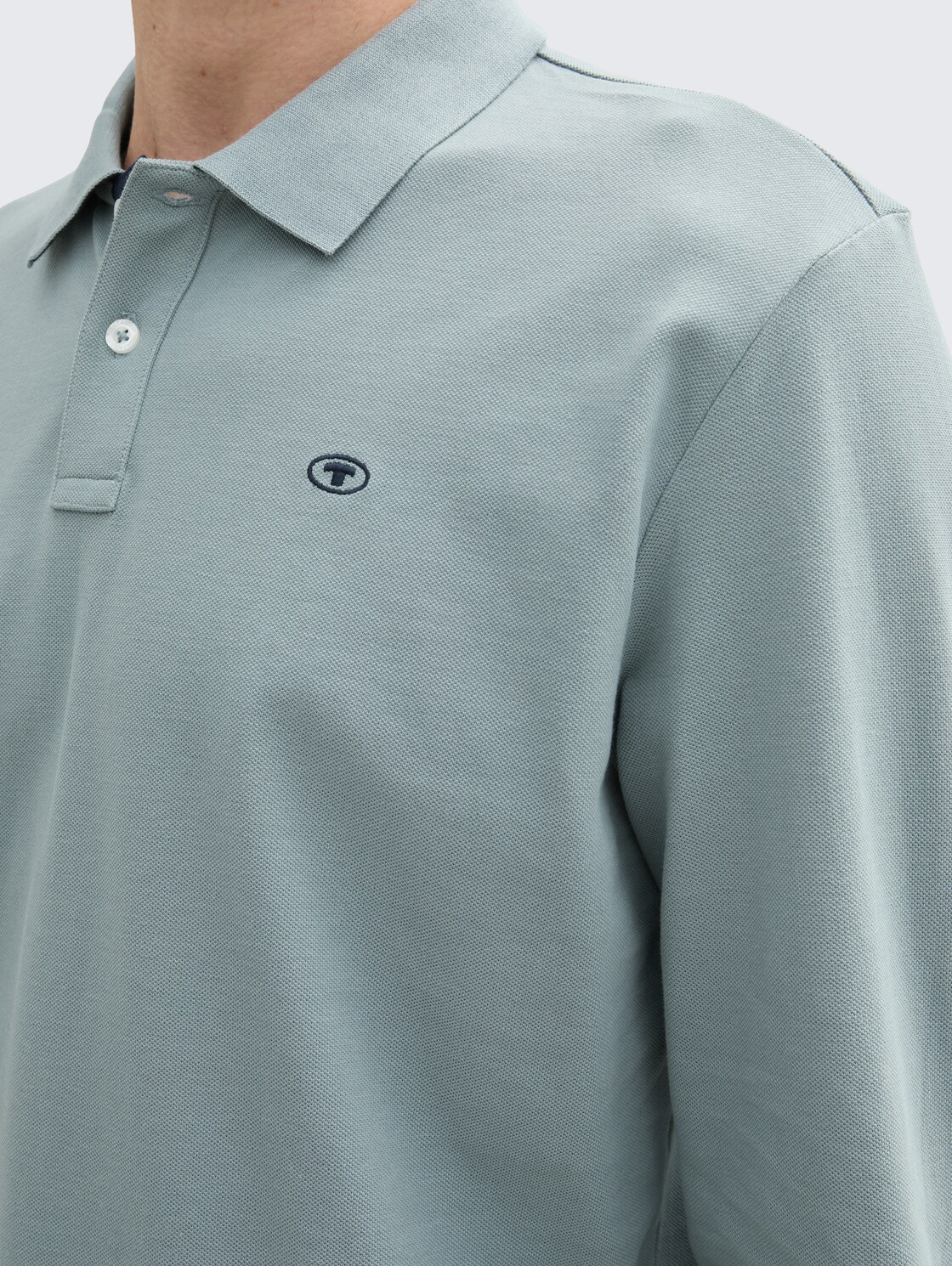 Langarm Piqué Poloshirt - grey mint