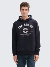 Sweat à capuche avec imprimé logo - sky captain blue - Découpe Vue de face du modèle