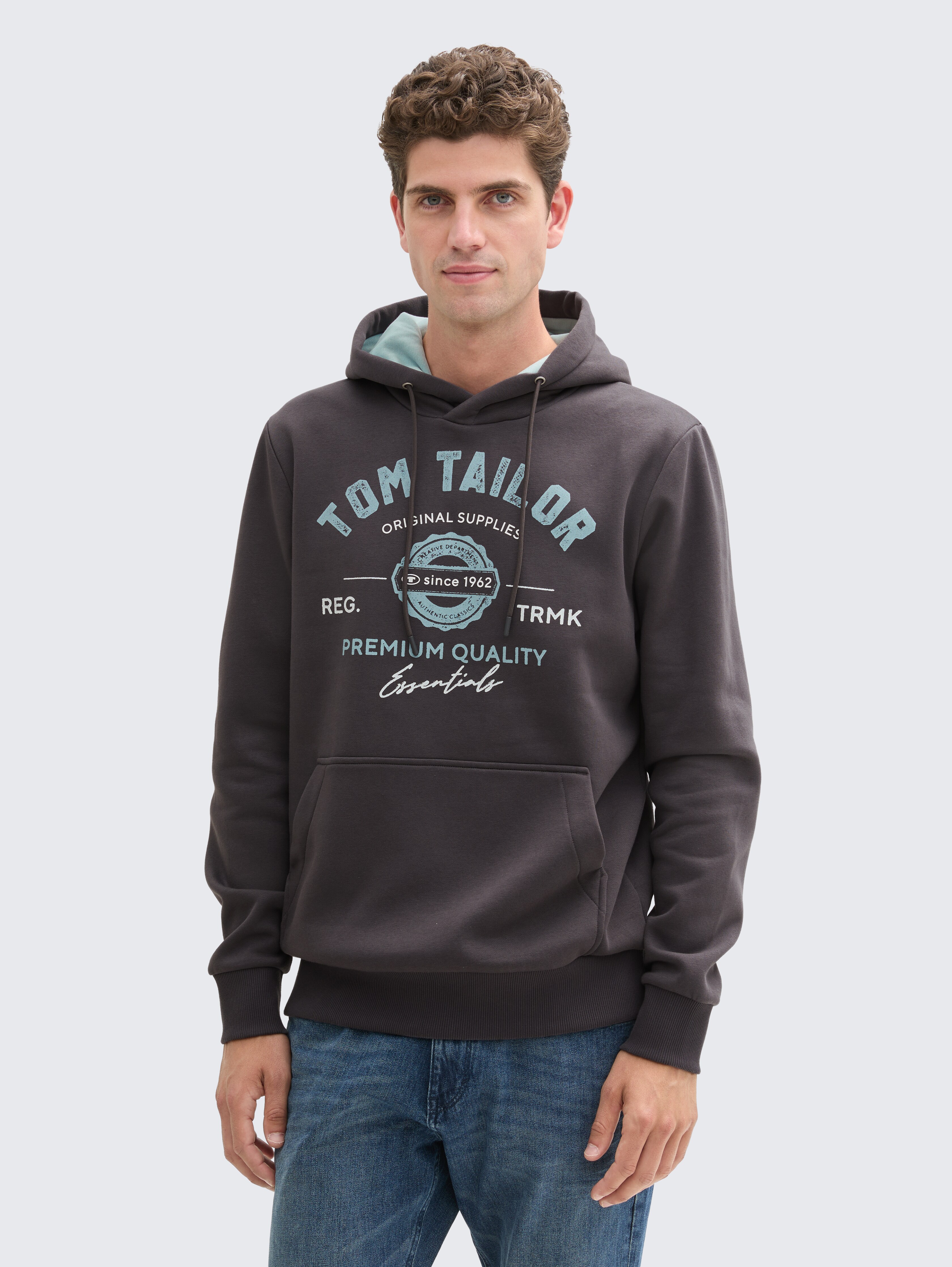 Hoodie sweatshirt with logo print by Tom Tailor