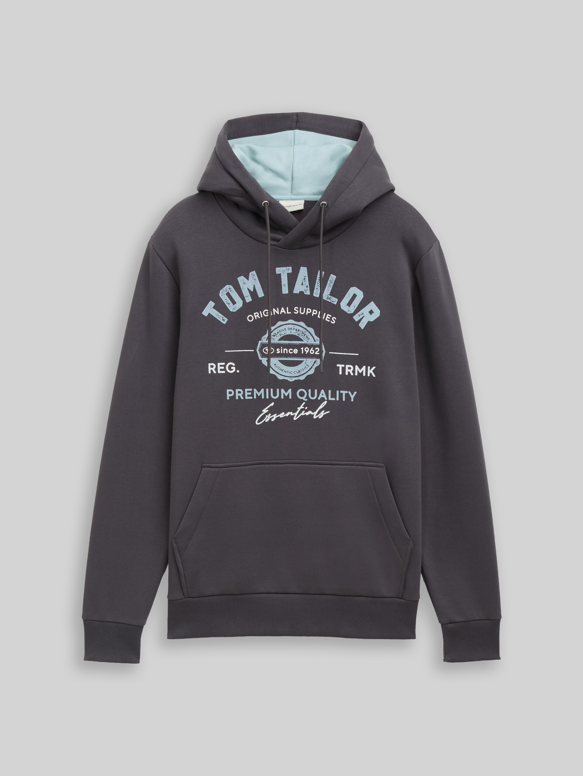 Hoodie Sweatshirt with logo print - Tarmac Grey - Front product view