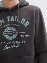 Hoodie Sweatshirt mit Logo-Print - Tarmac Grey - Detail-Model-Ansicht
