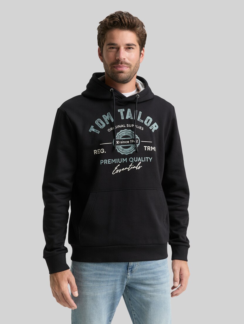 Hoodie Sweatshirt mit Logo-Print von Men, Almost Black