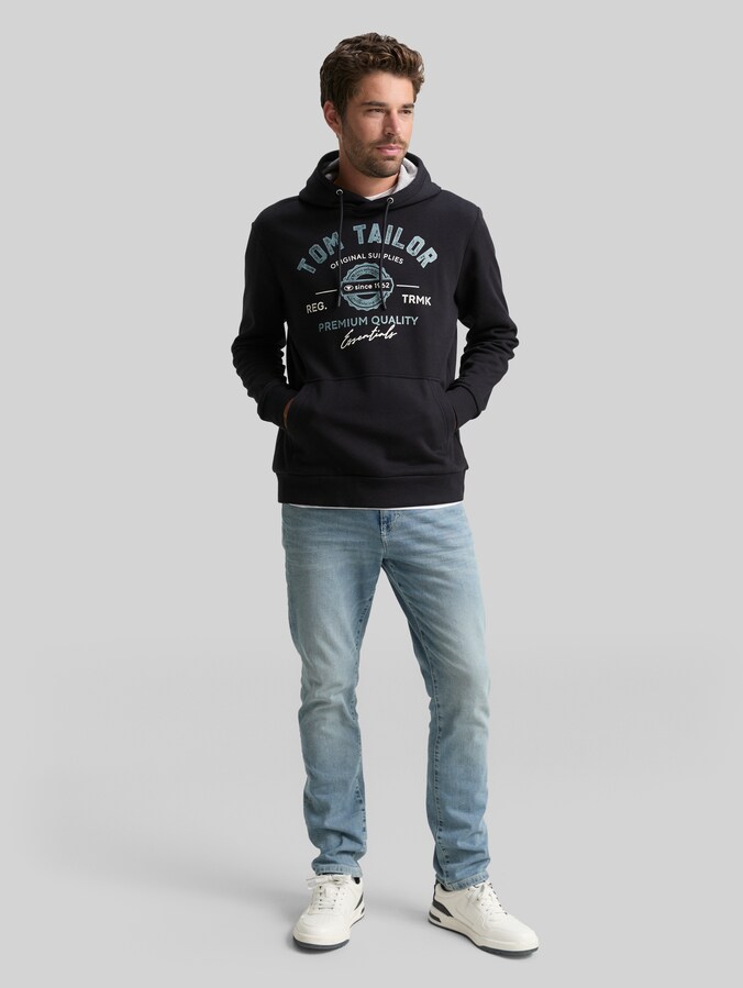 Hoodie Sweatshirt mit Logo-Print von Men, Almost Black
