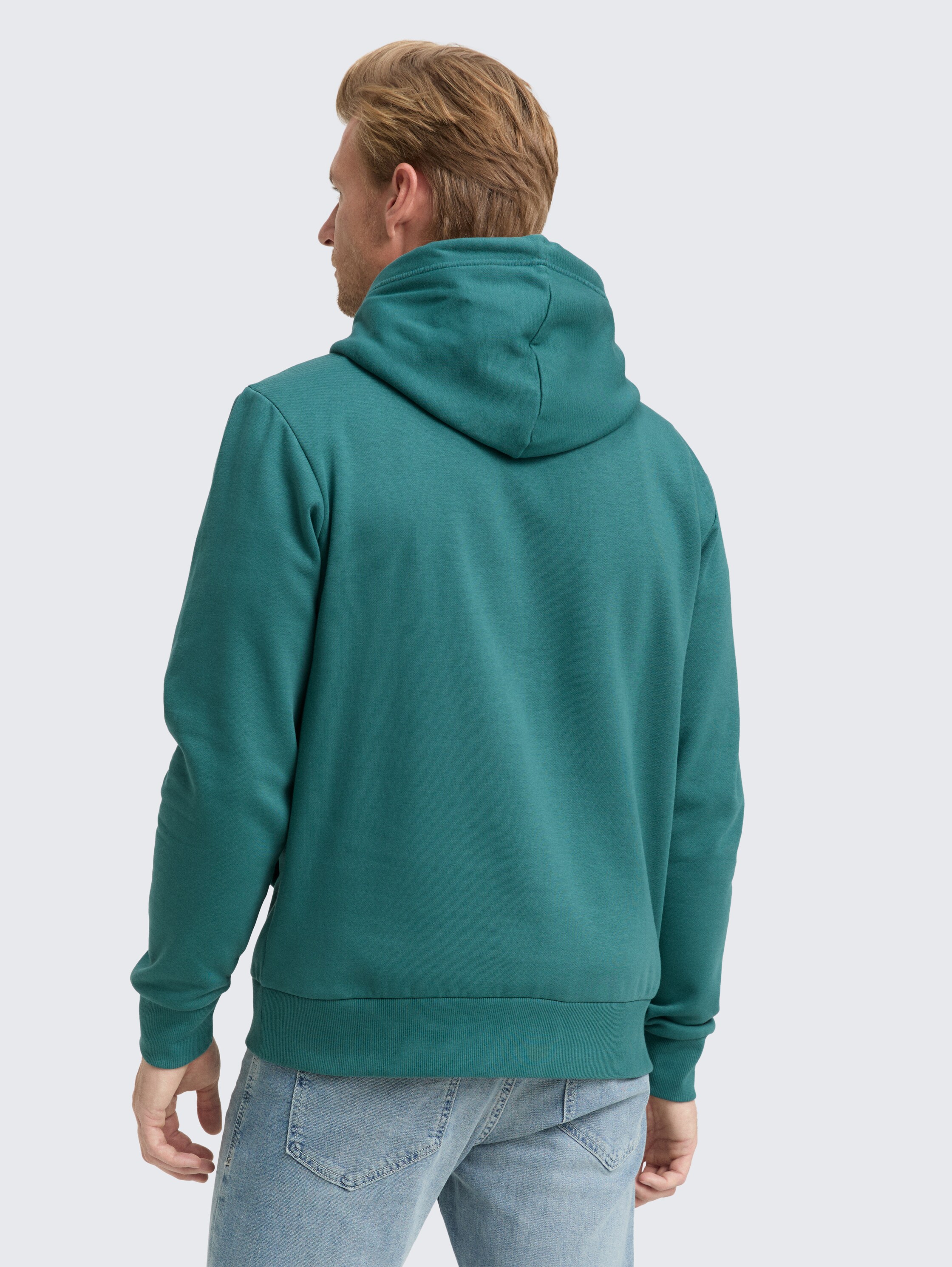 Hoodie Sweatshirt mit Logo-Print - Jasper Green - Auschnitt Model-Rückansicht