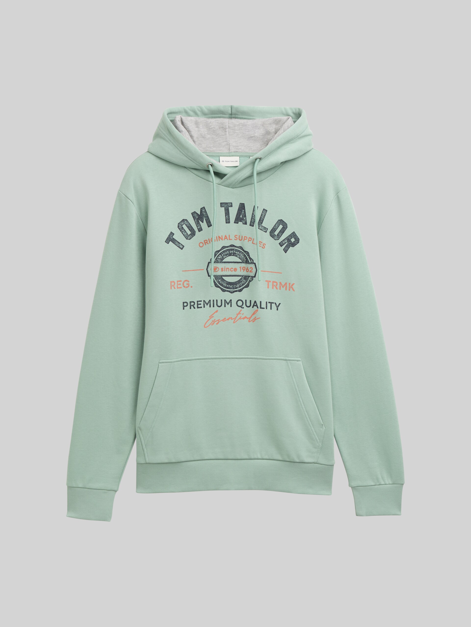 Hoodie Sweatshirt with logo print - dust green - Front product view