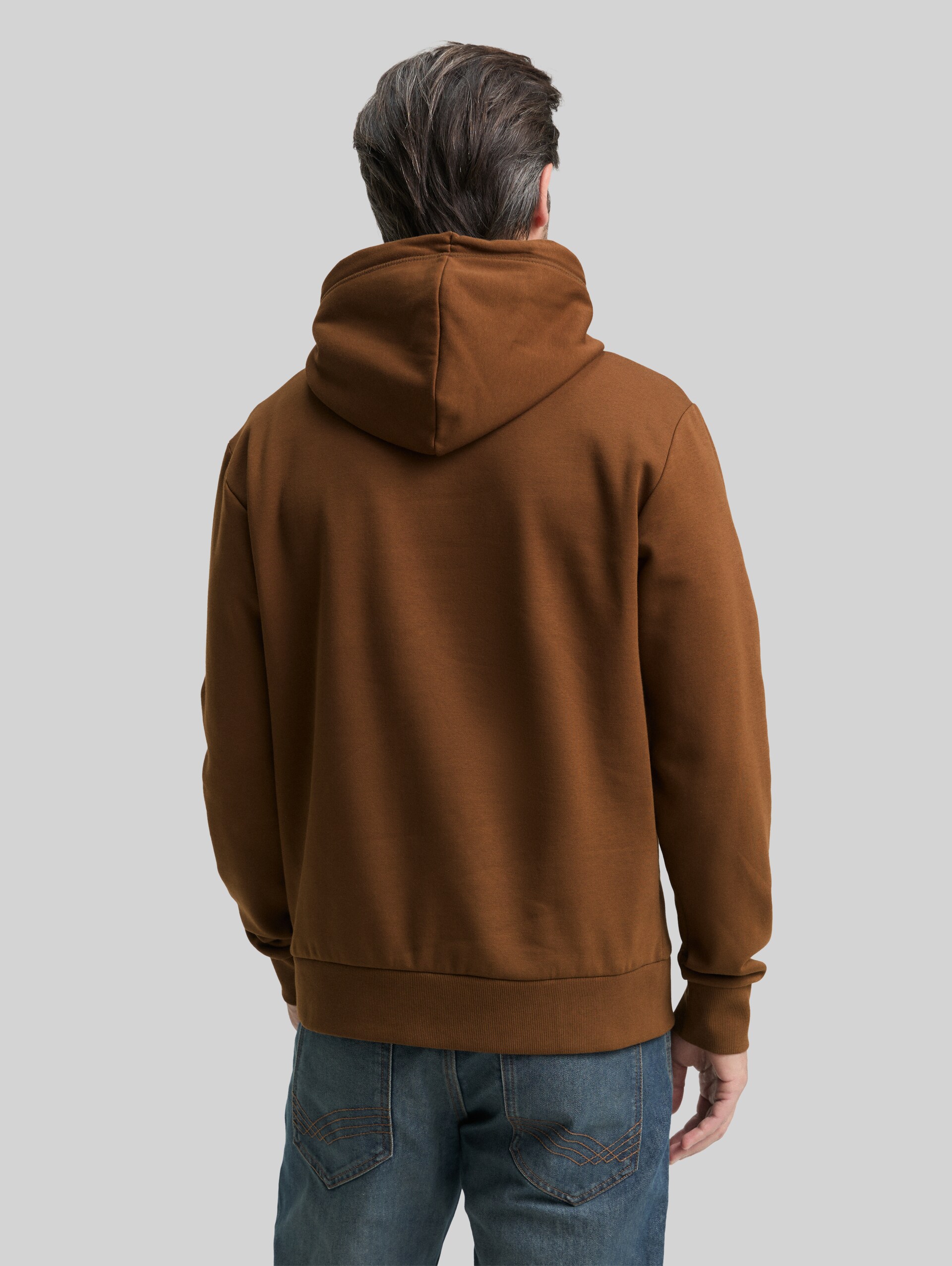 Hoodie Sweatshirt with logo print - dark palm - Neckline model-back view