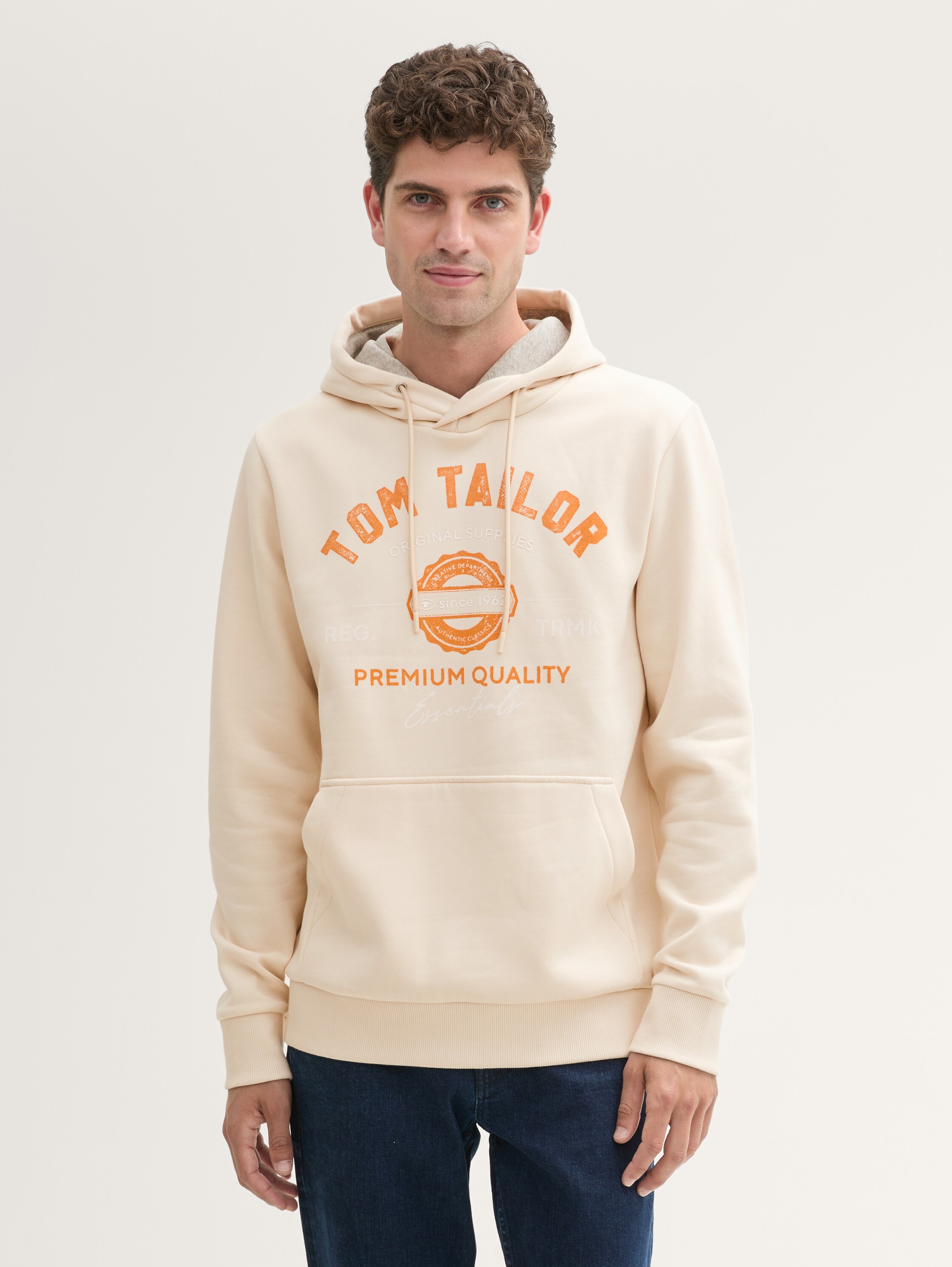 Hoodie Sweatshirt mit Logo-Print - smooth_light_sand - 