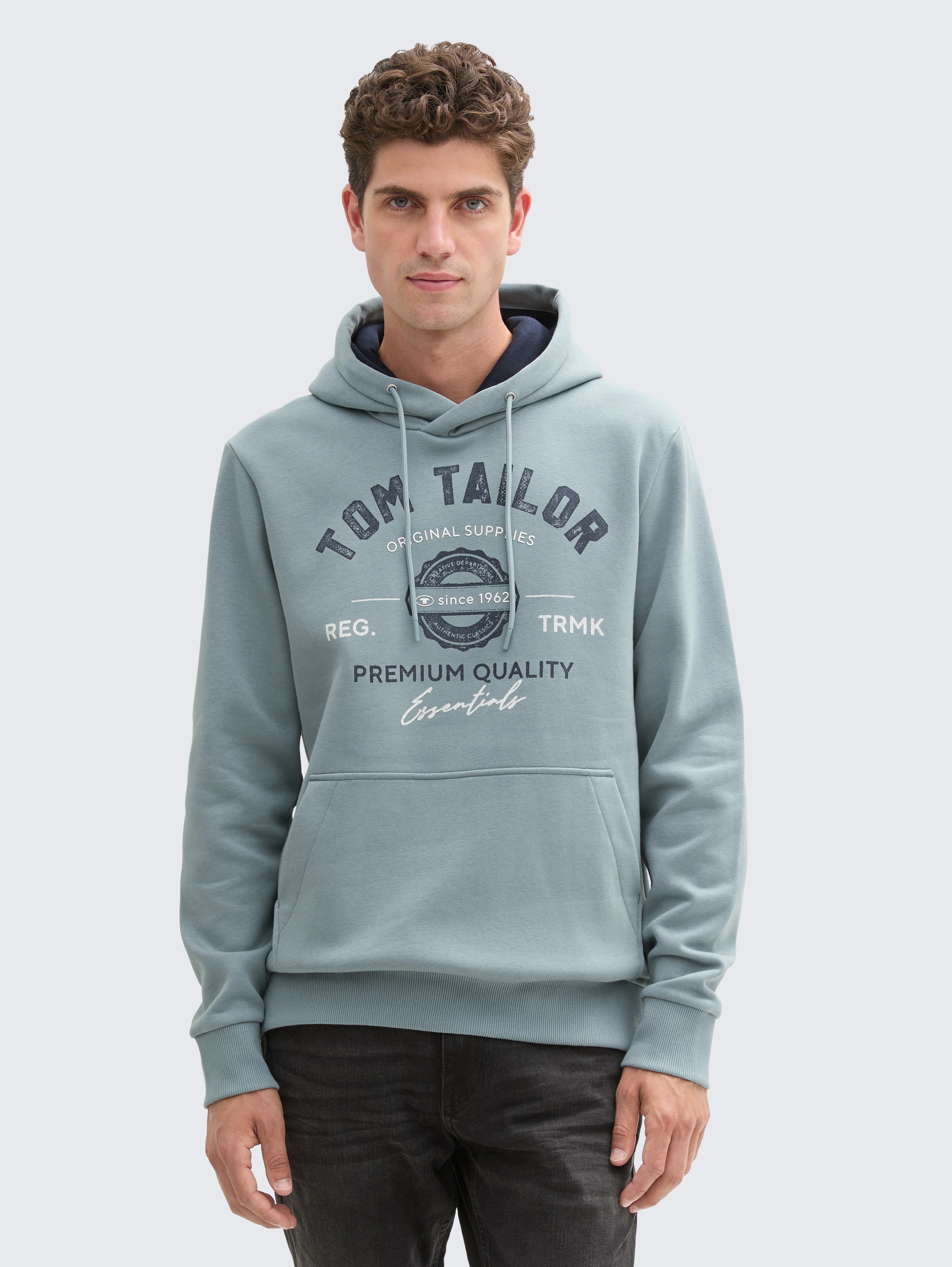 Hoodie Sweatshirt mit Logo-Print von Men, grey mint