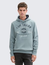Hoodie-sweatshirt met logoprint - grey mint - Nek model vooraanzicht