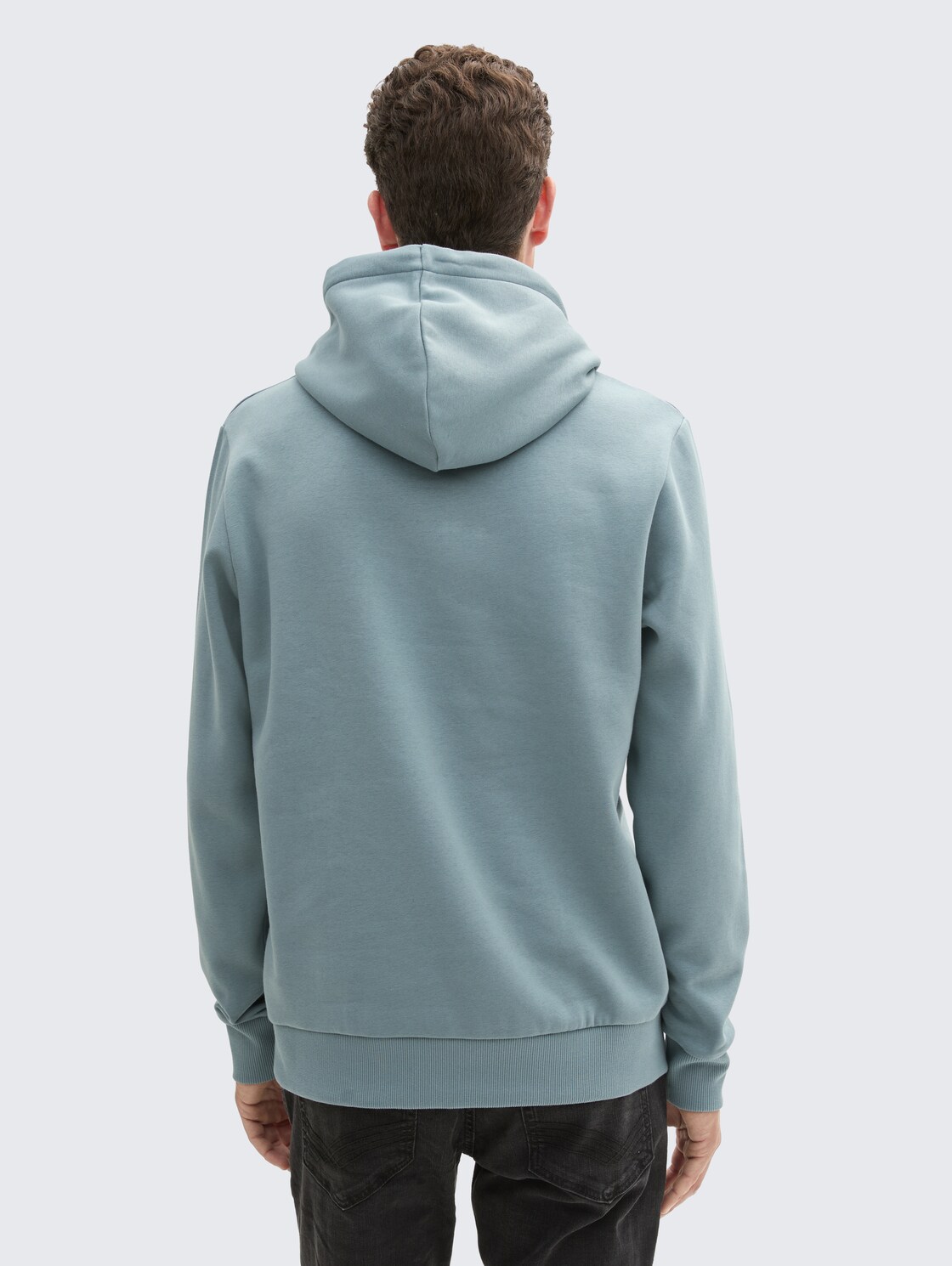 Hoodie Sweatshirt mit Logo-Print - grey mint - Auschnitt Model-Rückansicht