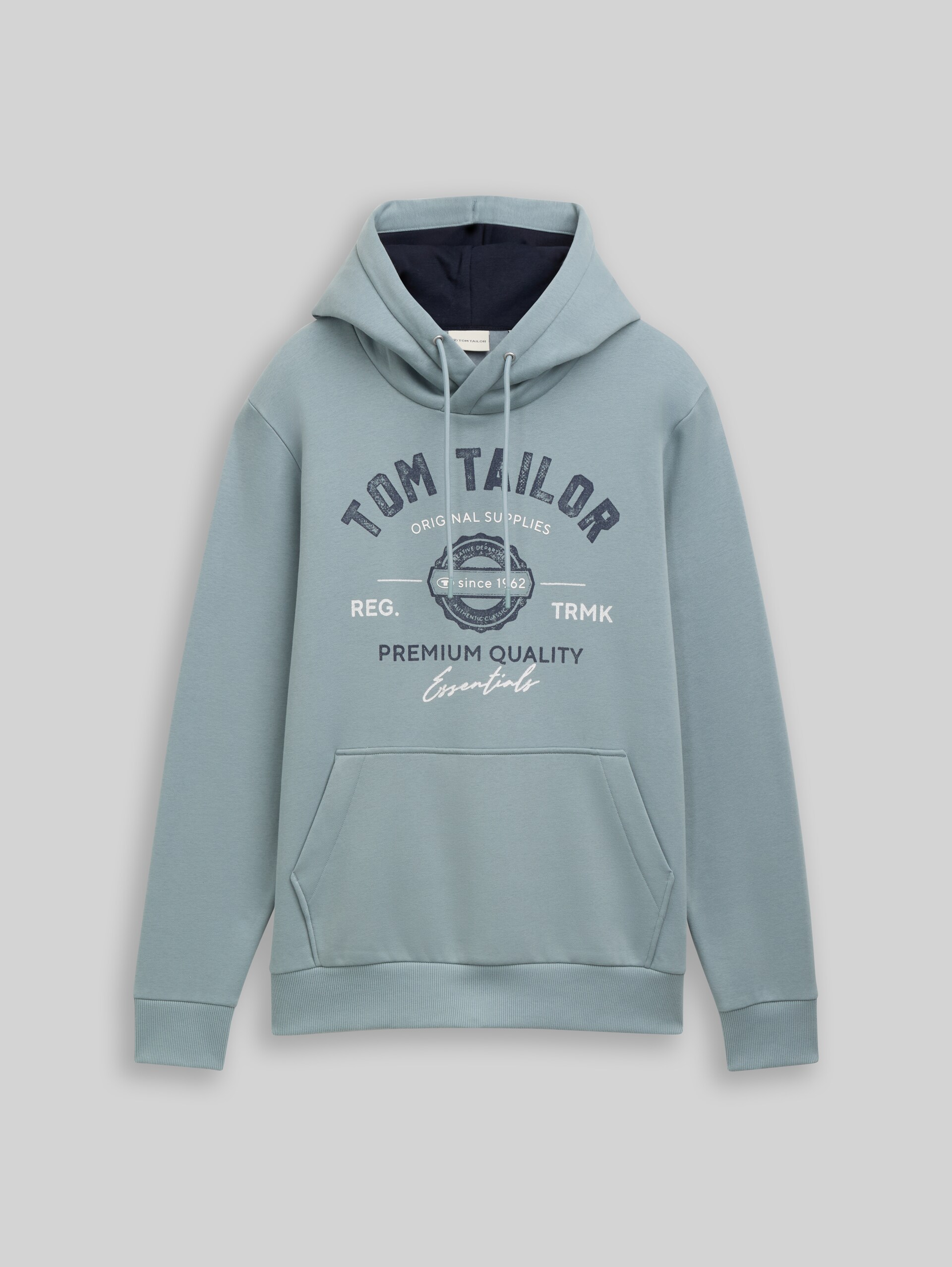 Hoodie Sweatshirt with logo print - grey mint - Front product view