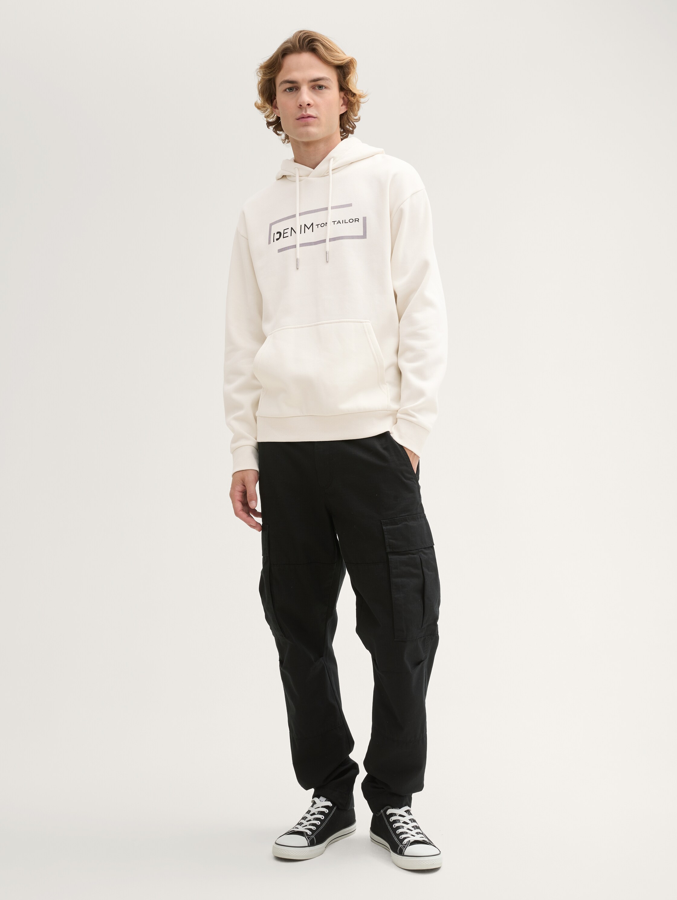 Hoodie Sweatshirt mit Print - wool_white - 