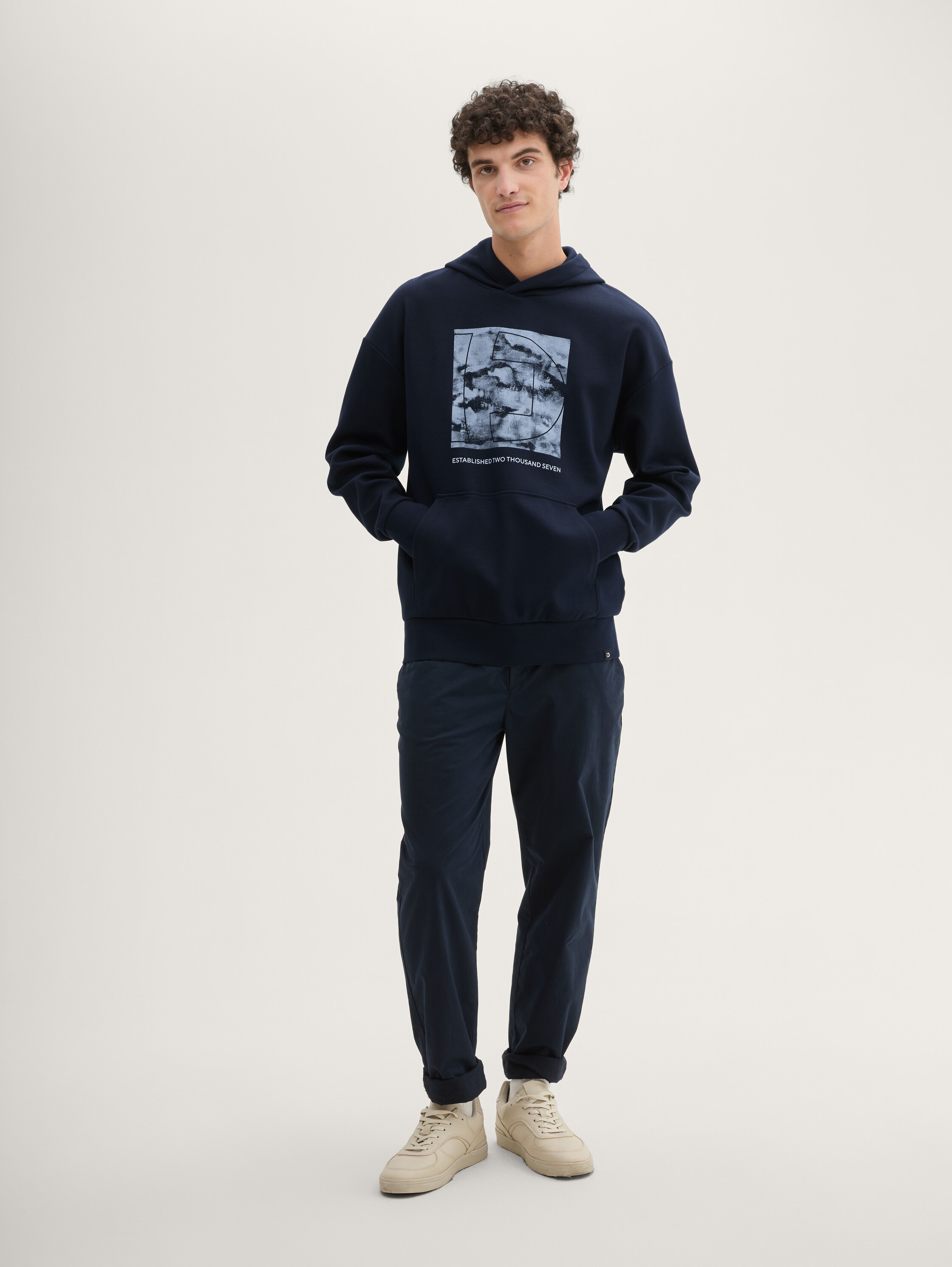 Relaxed hoodie met print - sky_captain_blue_1 - 