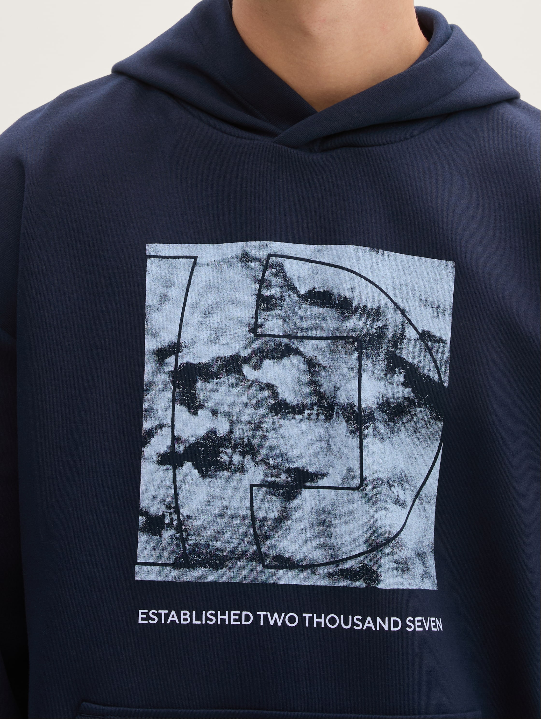 Relaxed hoodie met print - sky_captain_blue_1 - 