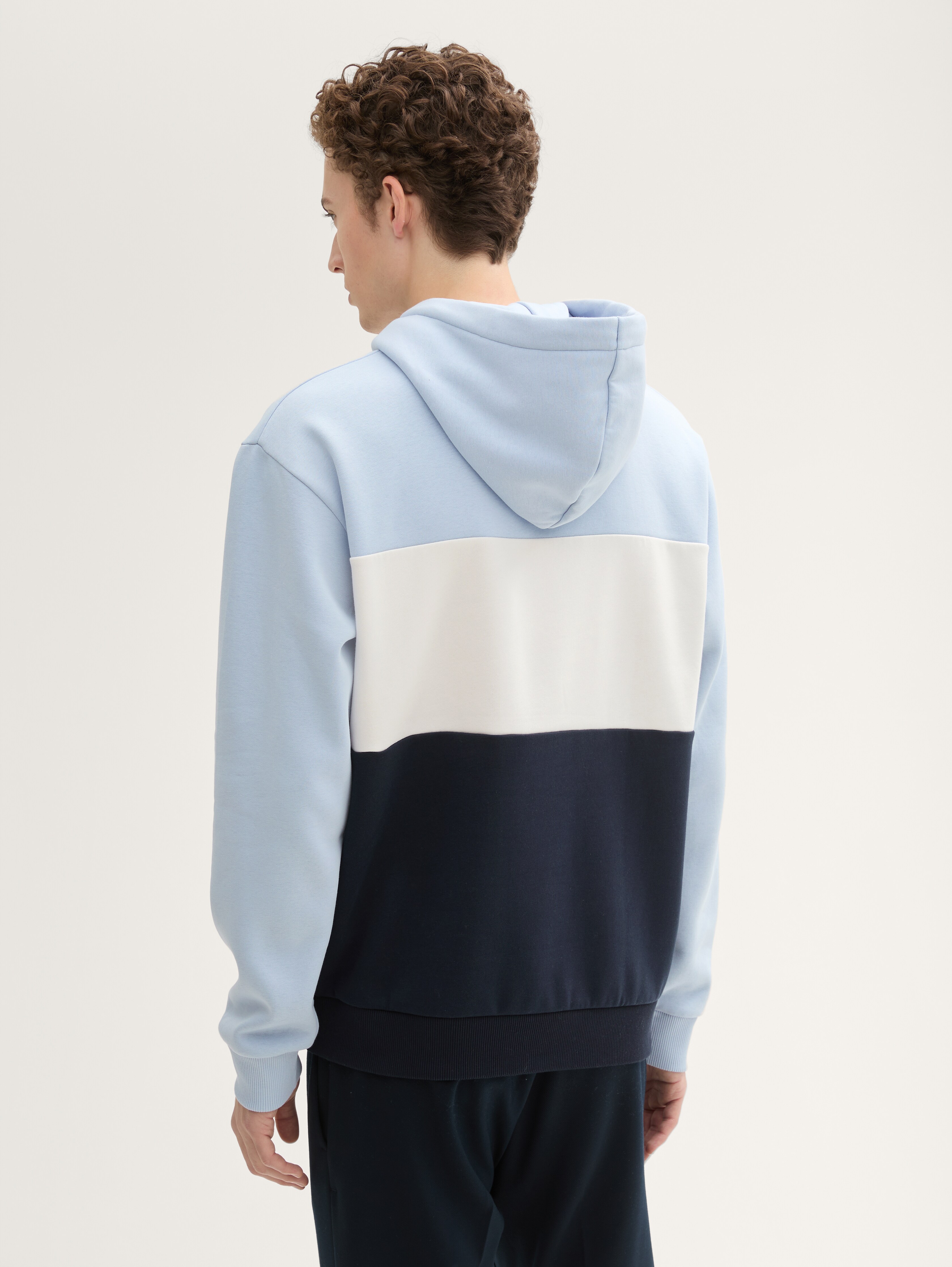 Colour block hoodie with print by Tom Tailor