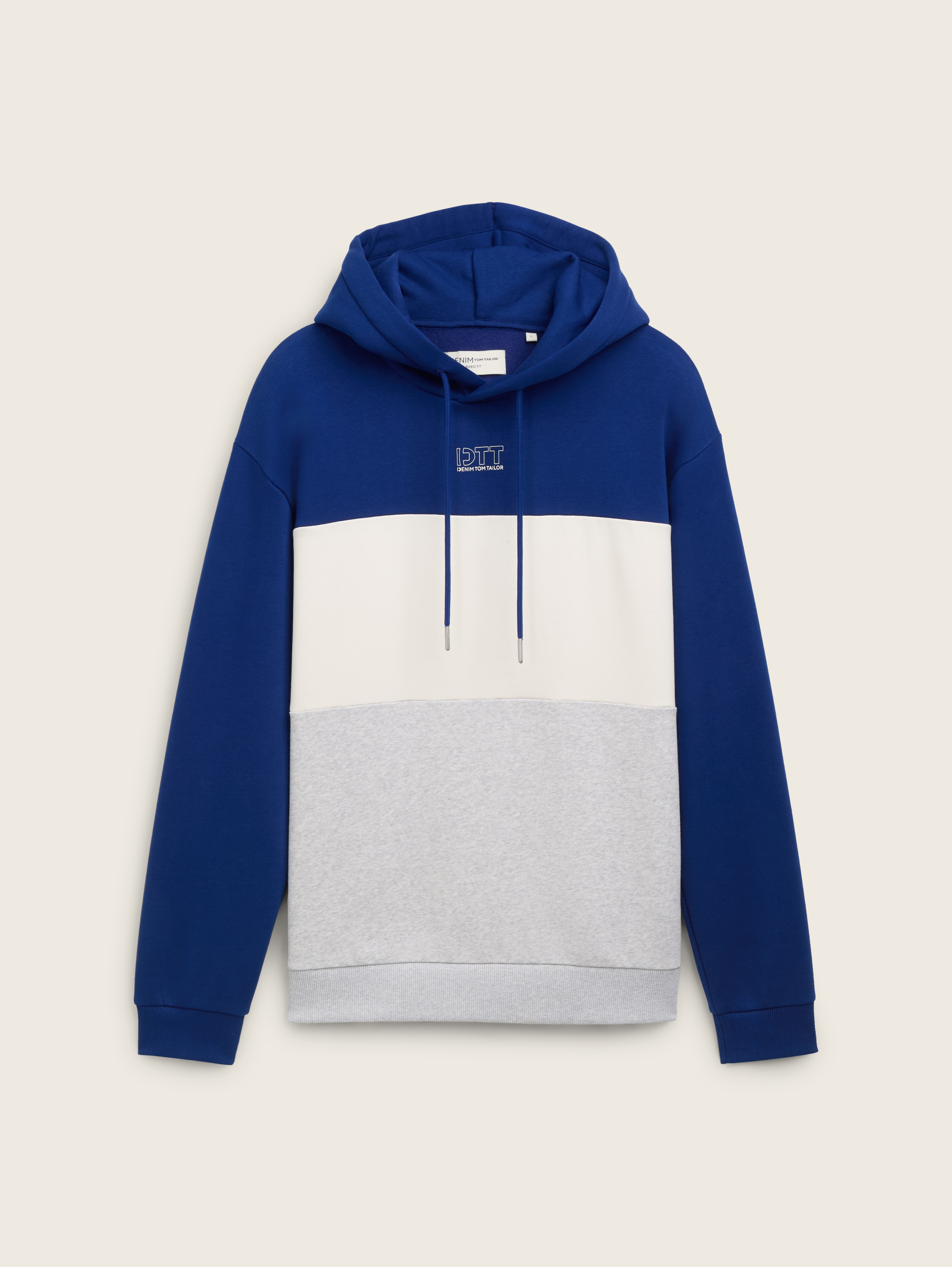 Colorblock hoodie met print door Tom Tailor