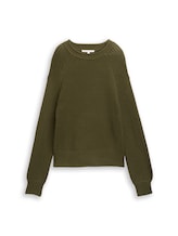 Niet geselecteerd, Gebreide trui met lichte ballonmouwen door , groen