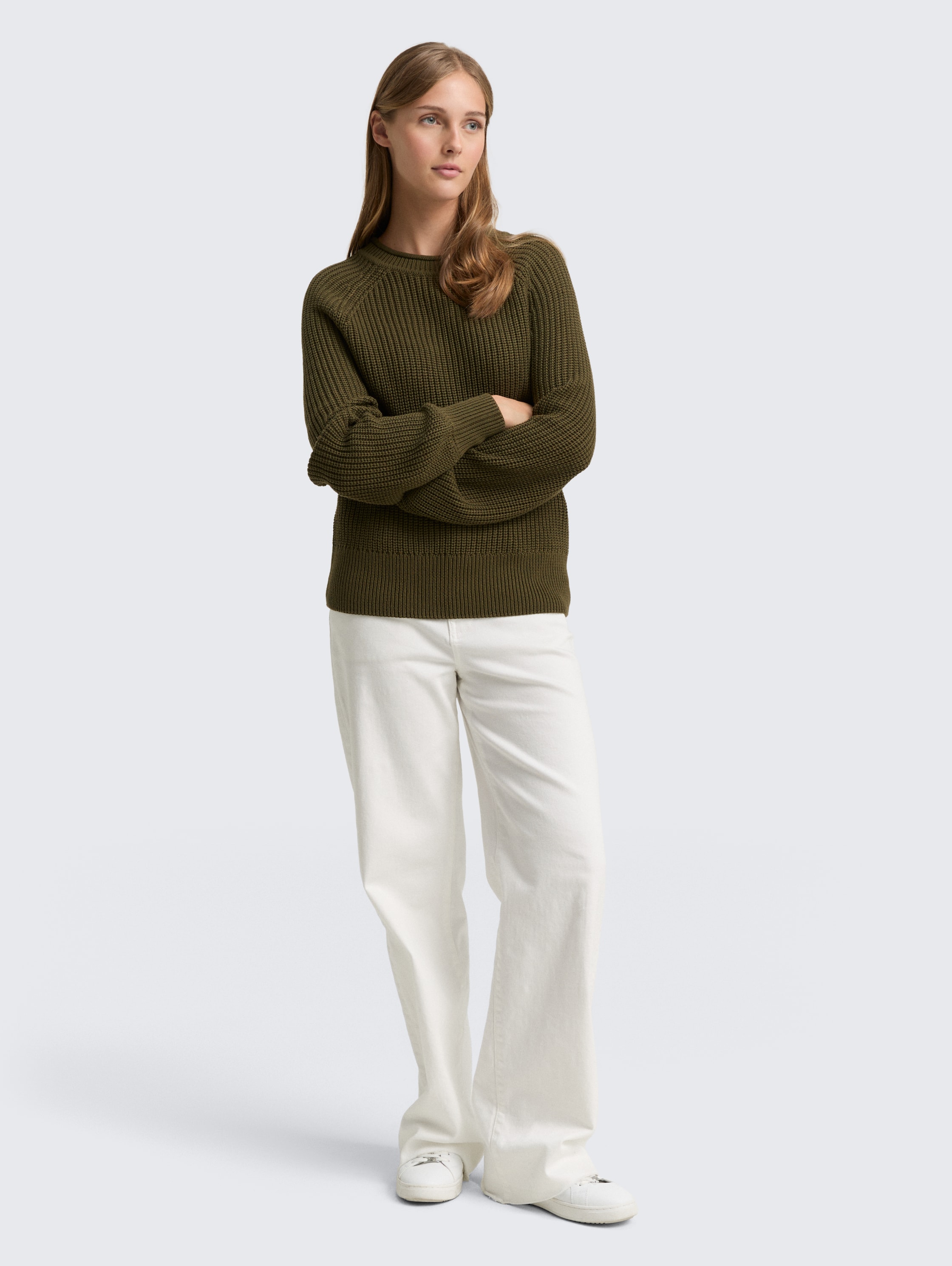 Strickpullover mit leichten Ballonärmeln - grape_leaf_green - 
