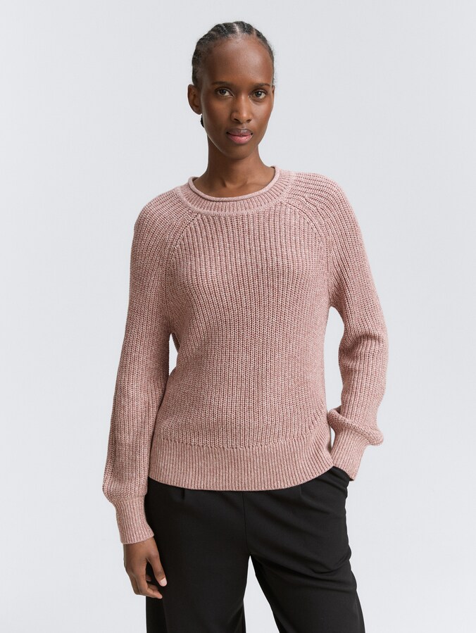 Strickpullover mit leichten Ballonärmeln von Denim Female, Antique Rose Melange