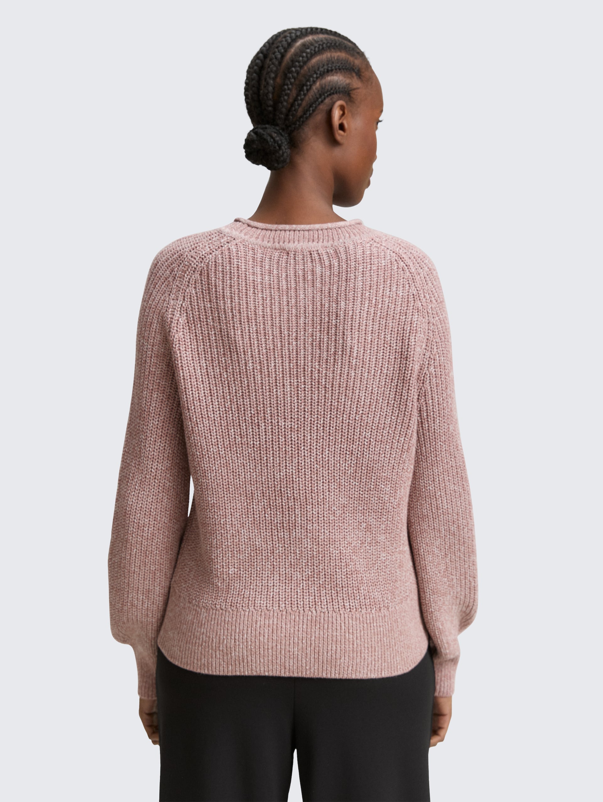 Strickpullover mit leichten Ballonärmeln - Antique Rose Melange