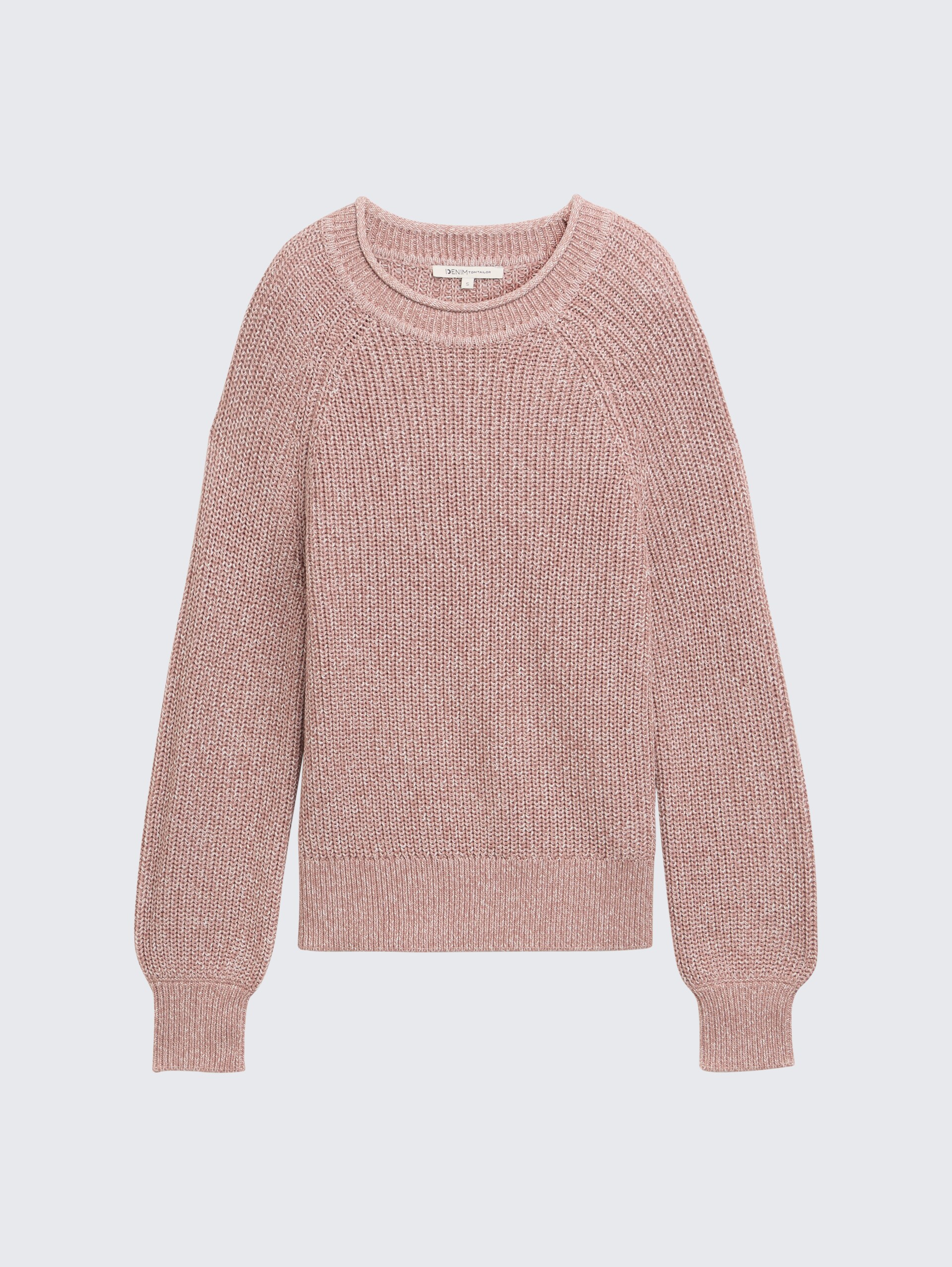 Strickpullover mit leichten Ballonärmeln - Antique Rose Melange