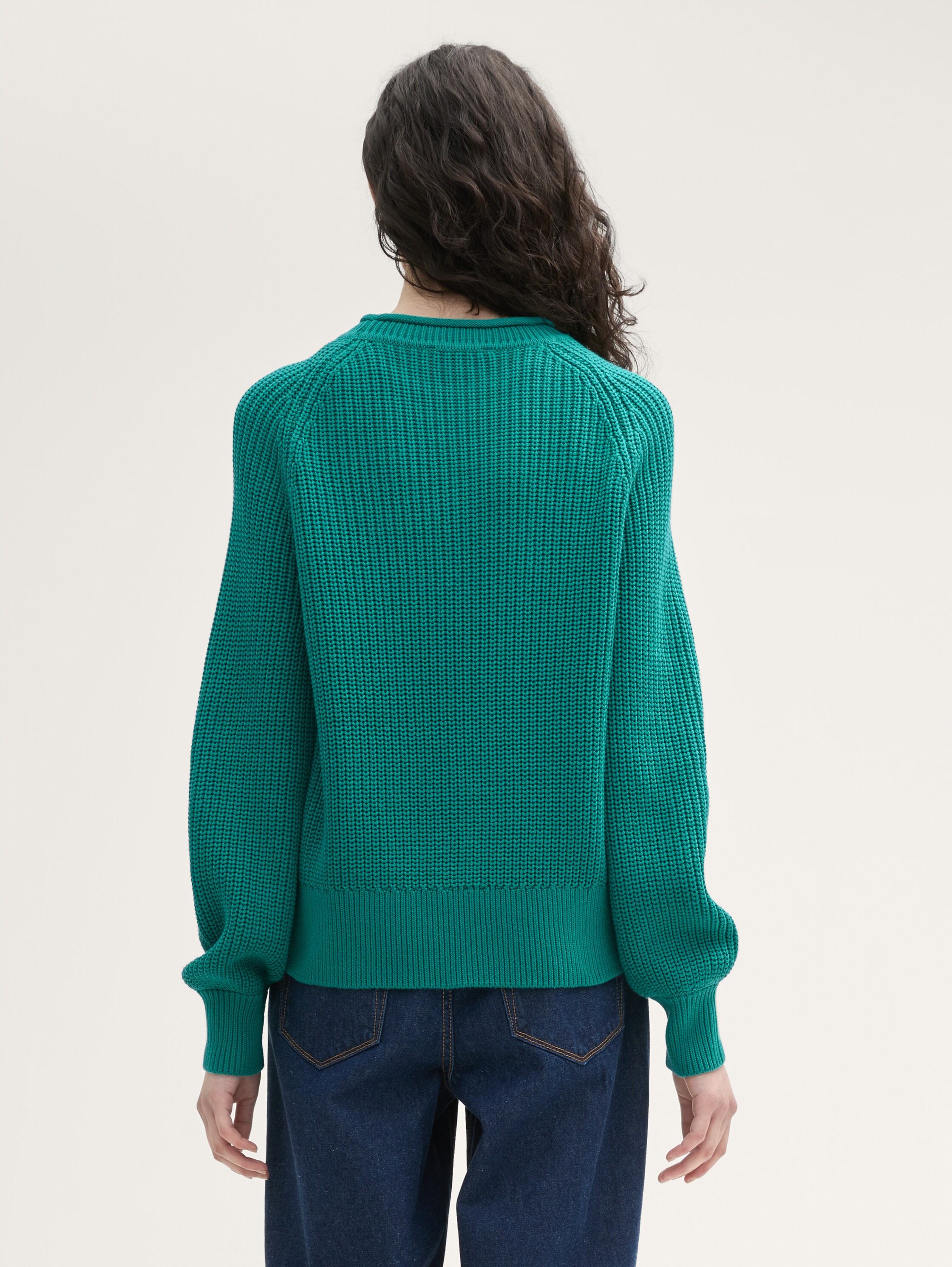 Strickpullover mit leichten Ballonärmeln - jade_green - 