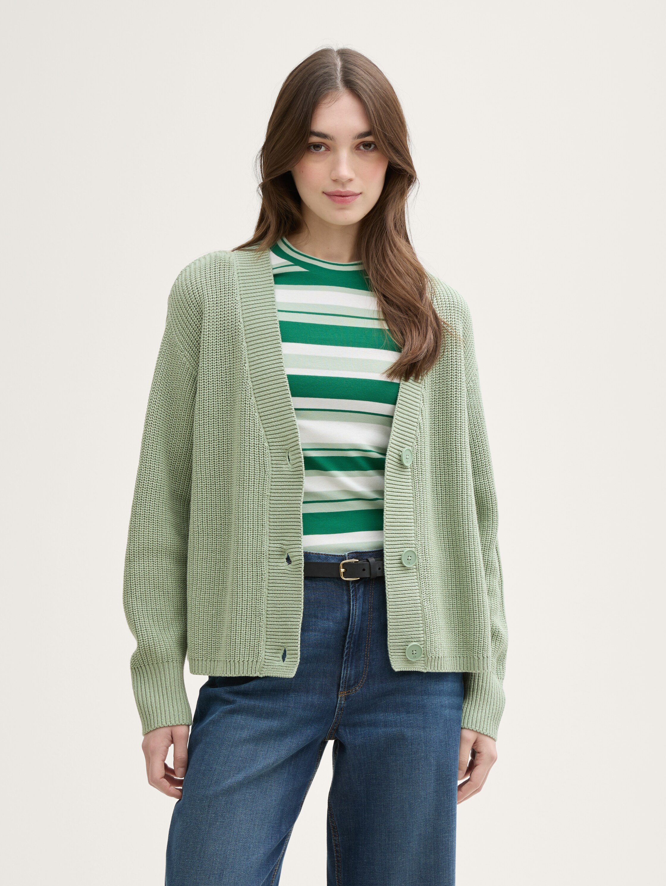 Strick Cardigan mit V-Ausschnitt - 1