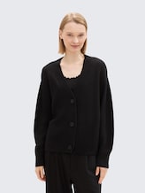 Cardigan à col en V - deep black - Découpe Vue de face du modèle